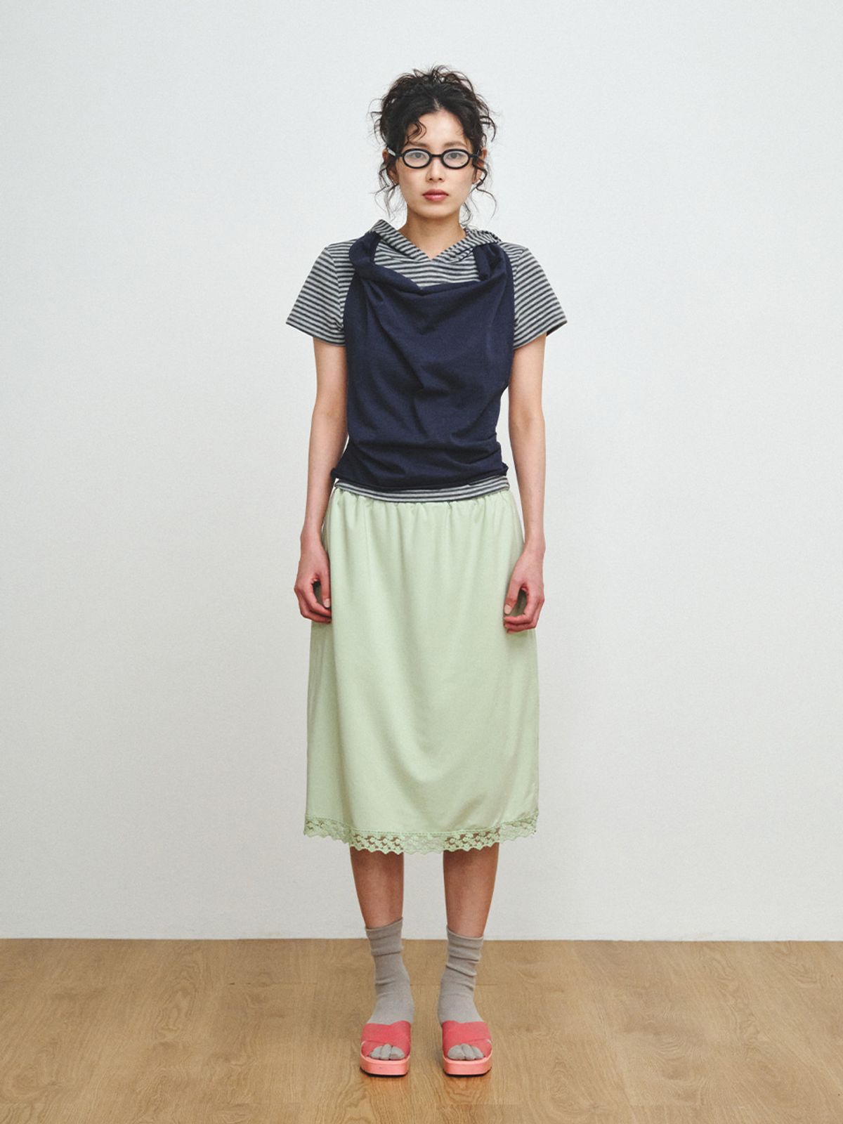 플리즈프로젝트(PLZPROJECT) LACE MIDI SKIRT, MINT