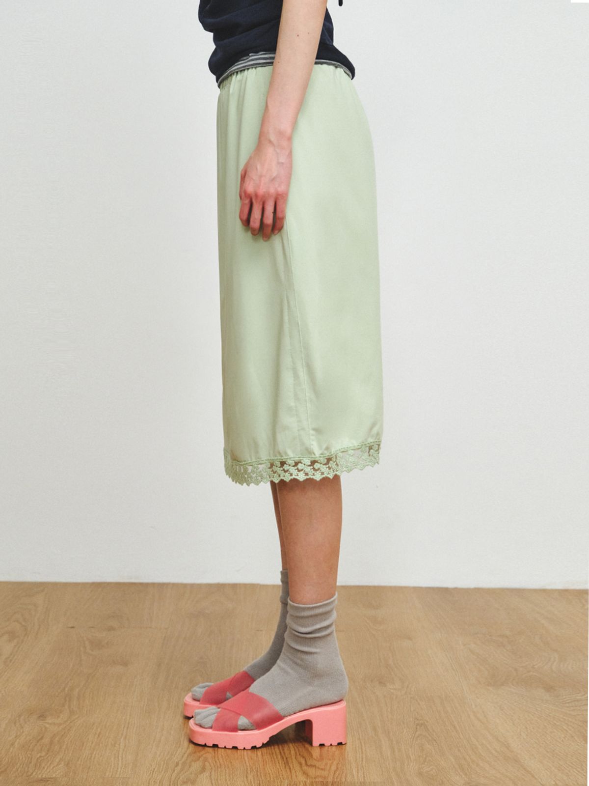 플리즈프로젝트(PLZPROJECT) LACE MIDI SKIRT, MINT