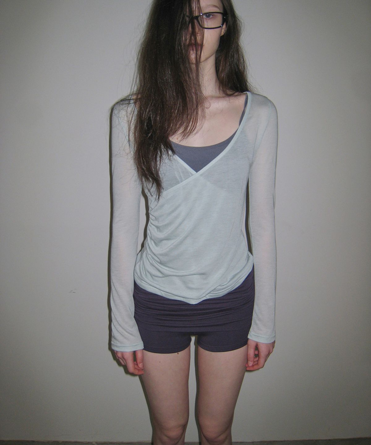 필세(PHILCE) See-through V-neck long-sleeved, Mint