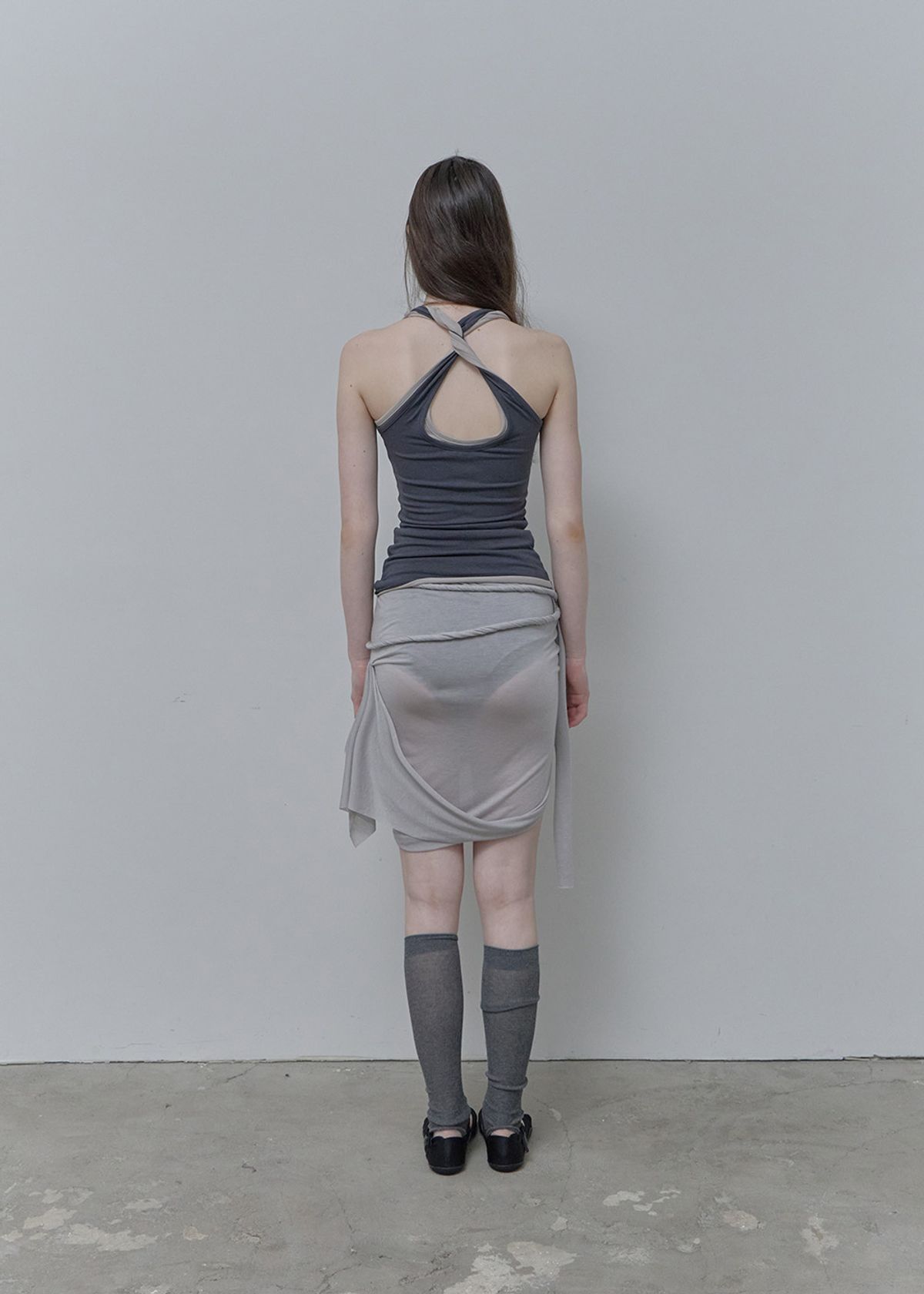 필세(PHILCE) Mixed drape Sleeveless, Navy