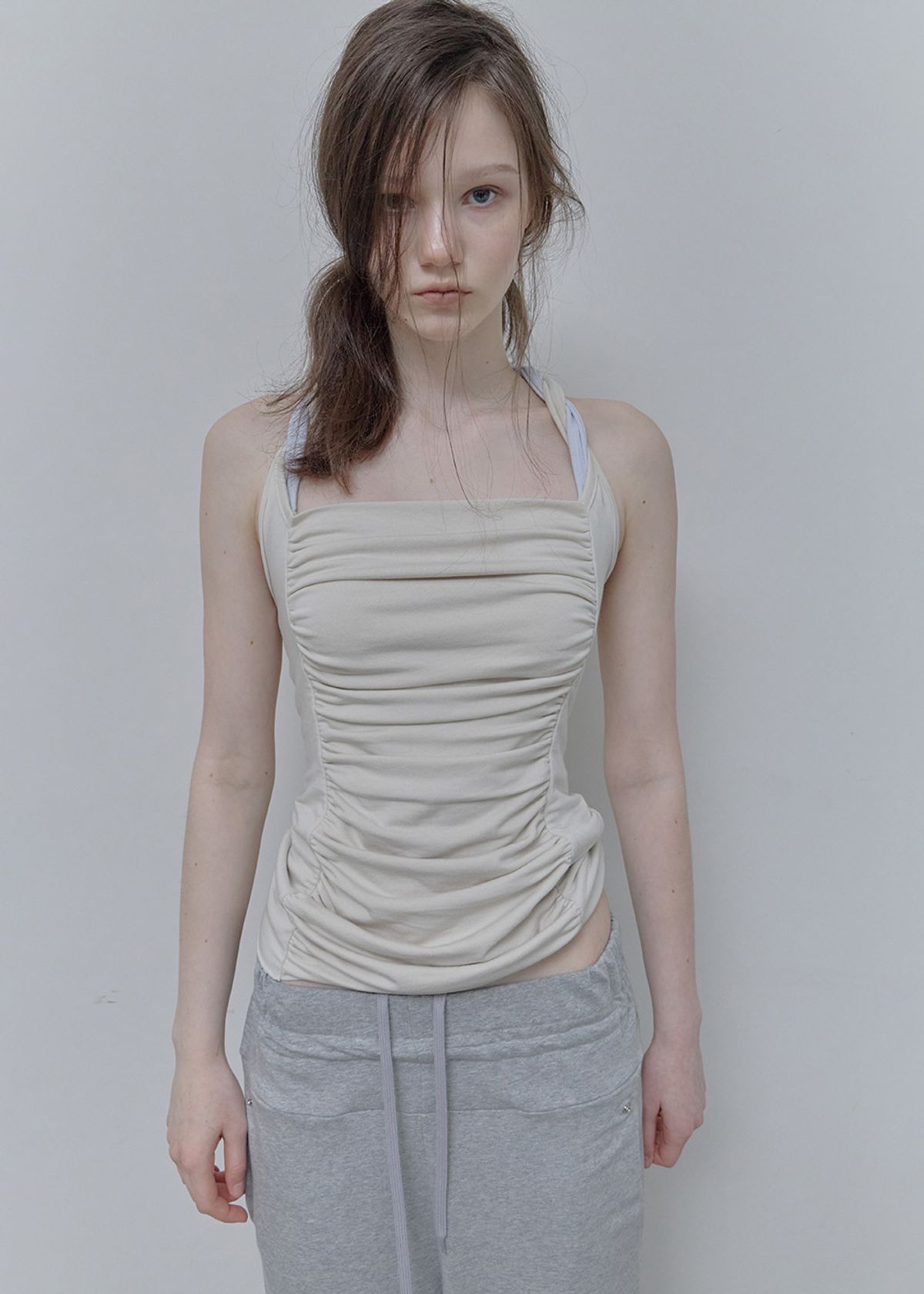 필세(PHILCE) Mixed drape Sleeveless, Ivory