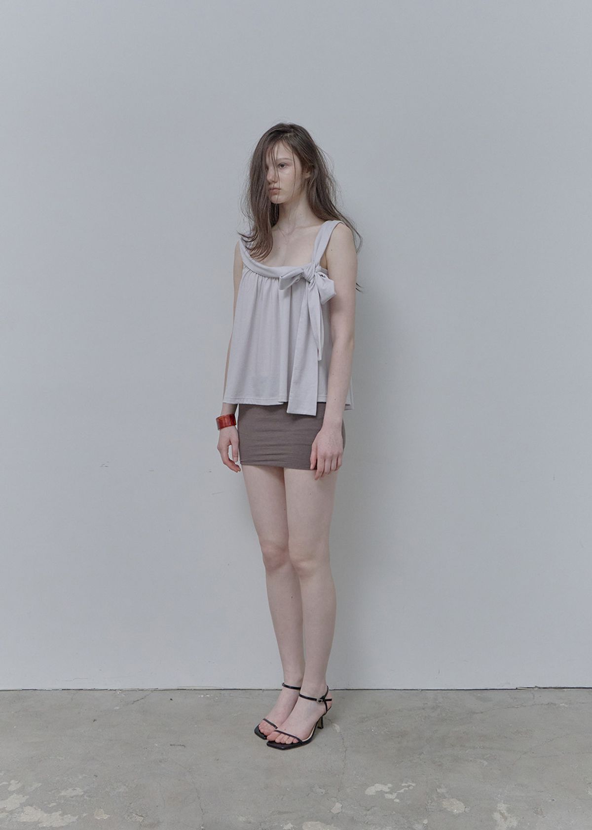 필세(PHILCE) Tied Sleeveless, Pink Gray