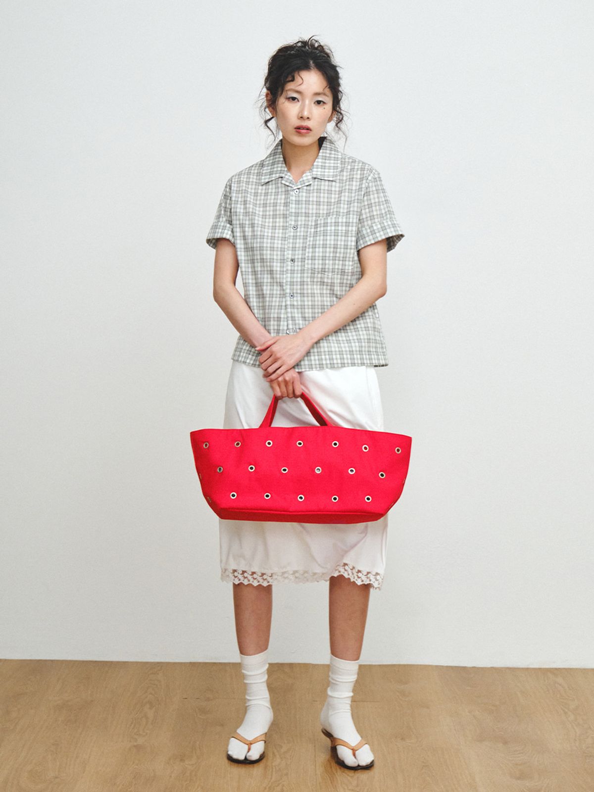 플리즈프로젝트(PLZPROJECT) FREAKY EYELET SHOPPER BAG, RED