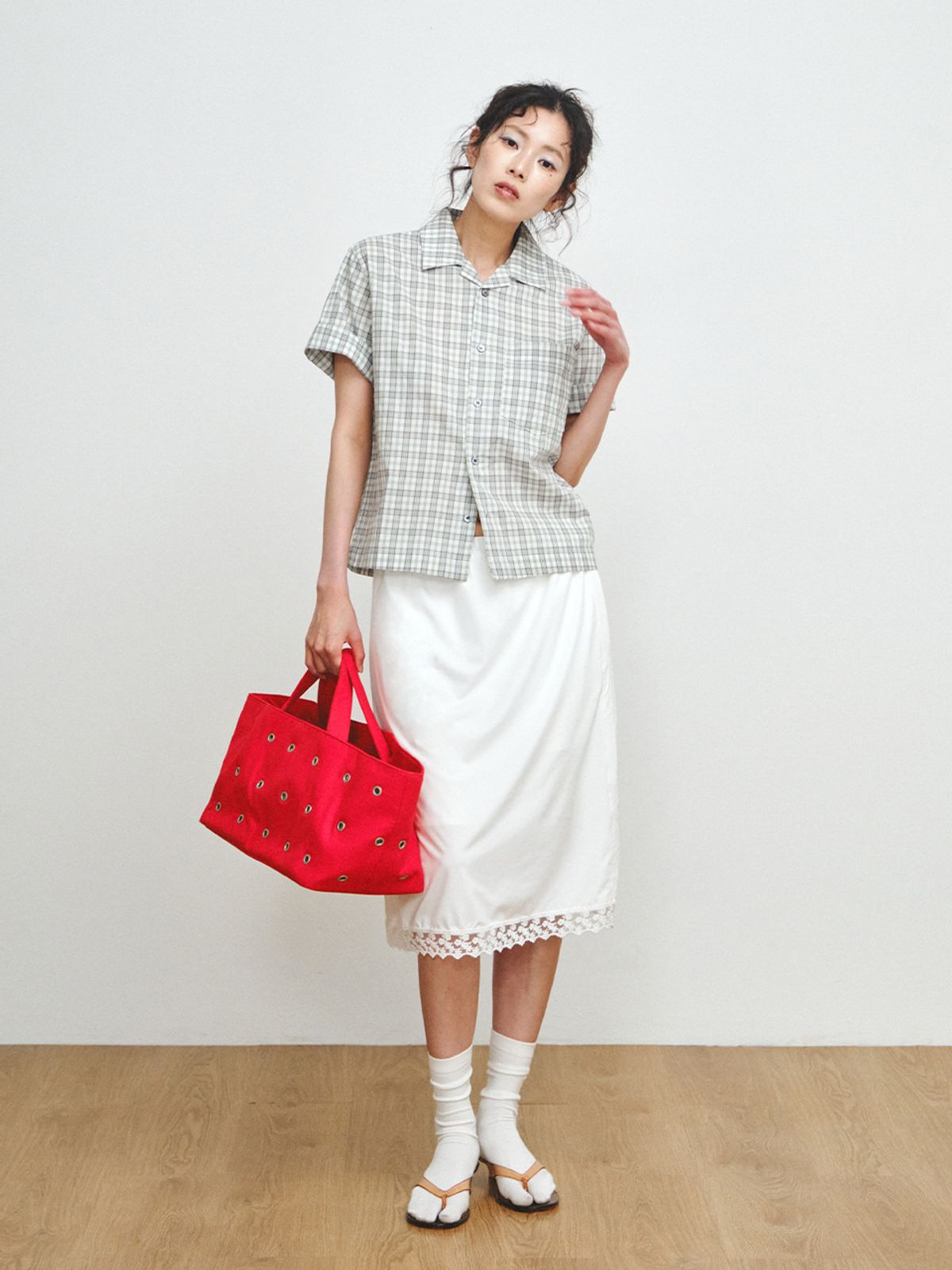 플리즈프로젝트(PLZPROJECT) FREAKY EYELET SHOPPER BAG, RED