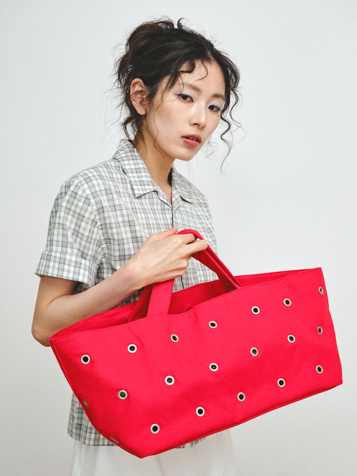 플리즈프로젝트(PLZPROJECT) FREAKY EYELET SHOPPER BAG, RED