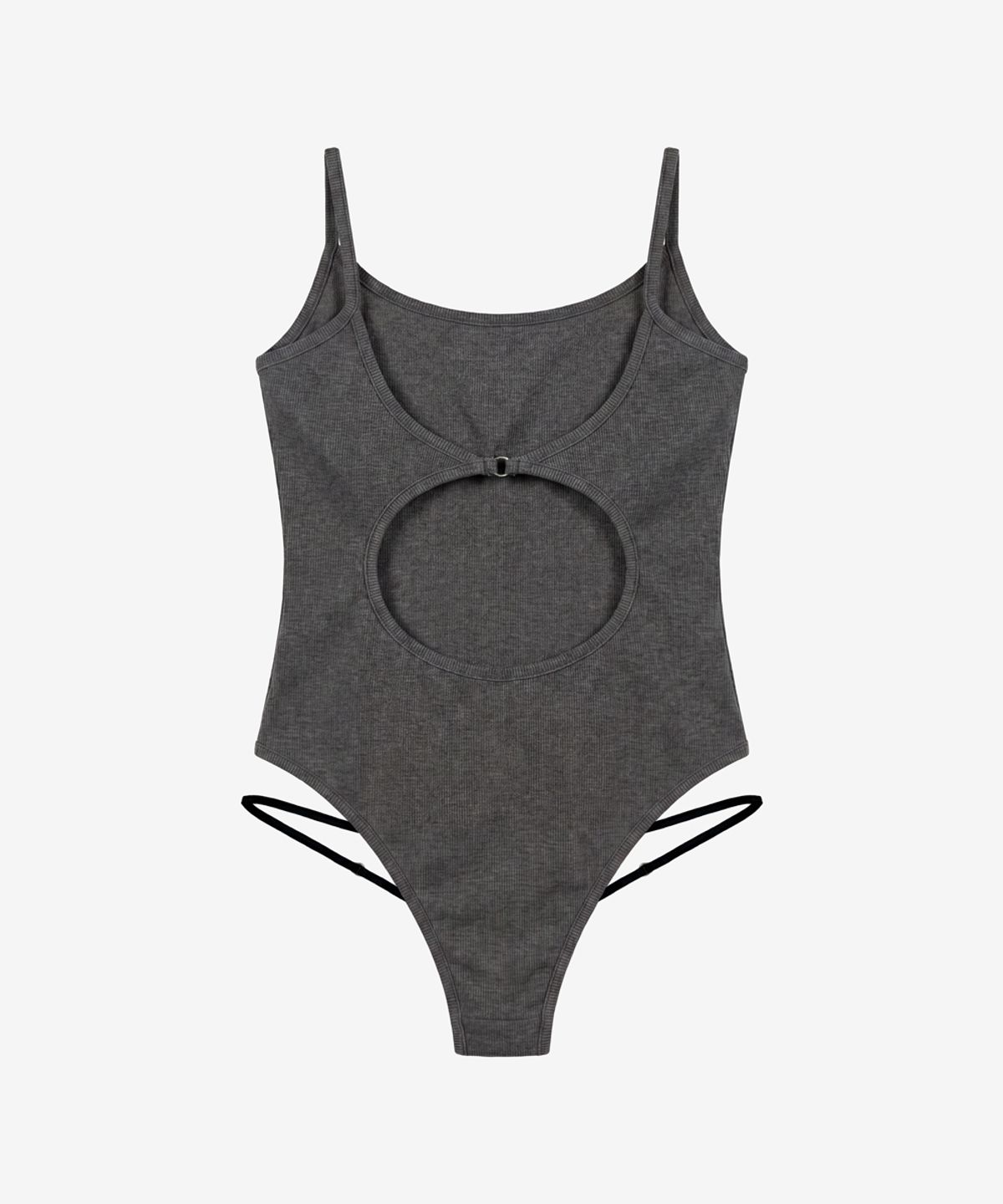 블랙 퍼플(BLACK PURPLE) 컷아웃 바디 수트 나시_다크멜란지 Cutout Body Suit_Dark Melange