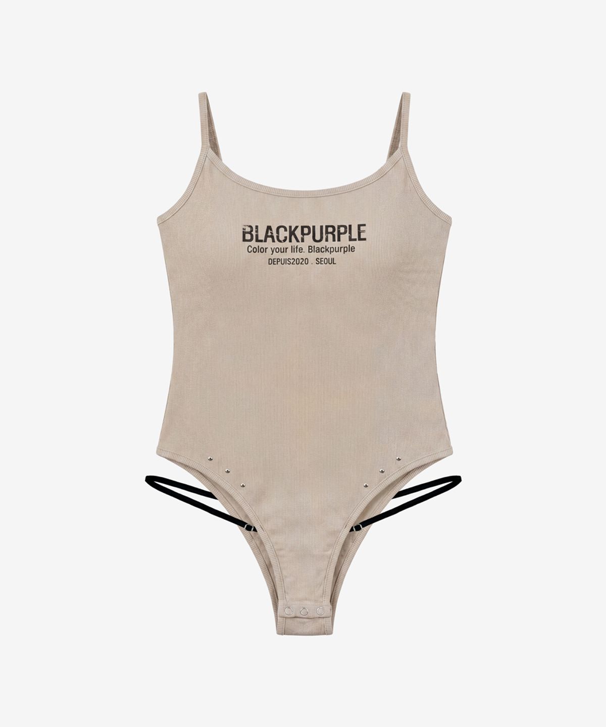 블랙 퍼플(BLACK PURPLE) 컷아웃 바디 수트 나시_베이지 Cutout Body Suit_Beige
