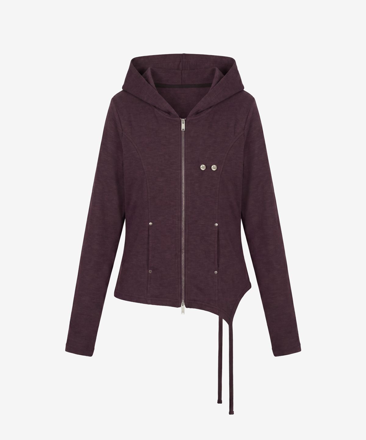블랙 퍼플(BLACK PURPLE) 다크 플로우 언발 후드 슬림 집업_퍼플 Dark Flow Zip-Up Hoodie_Purple