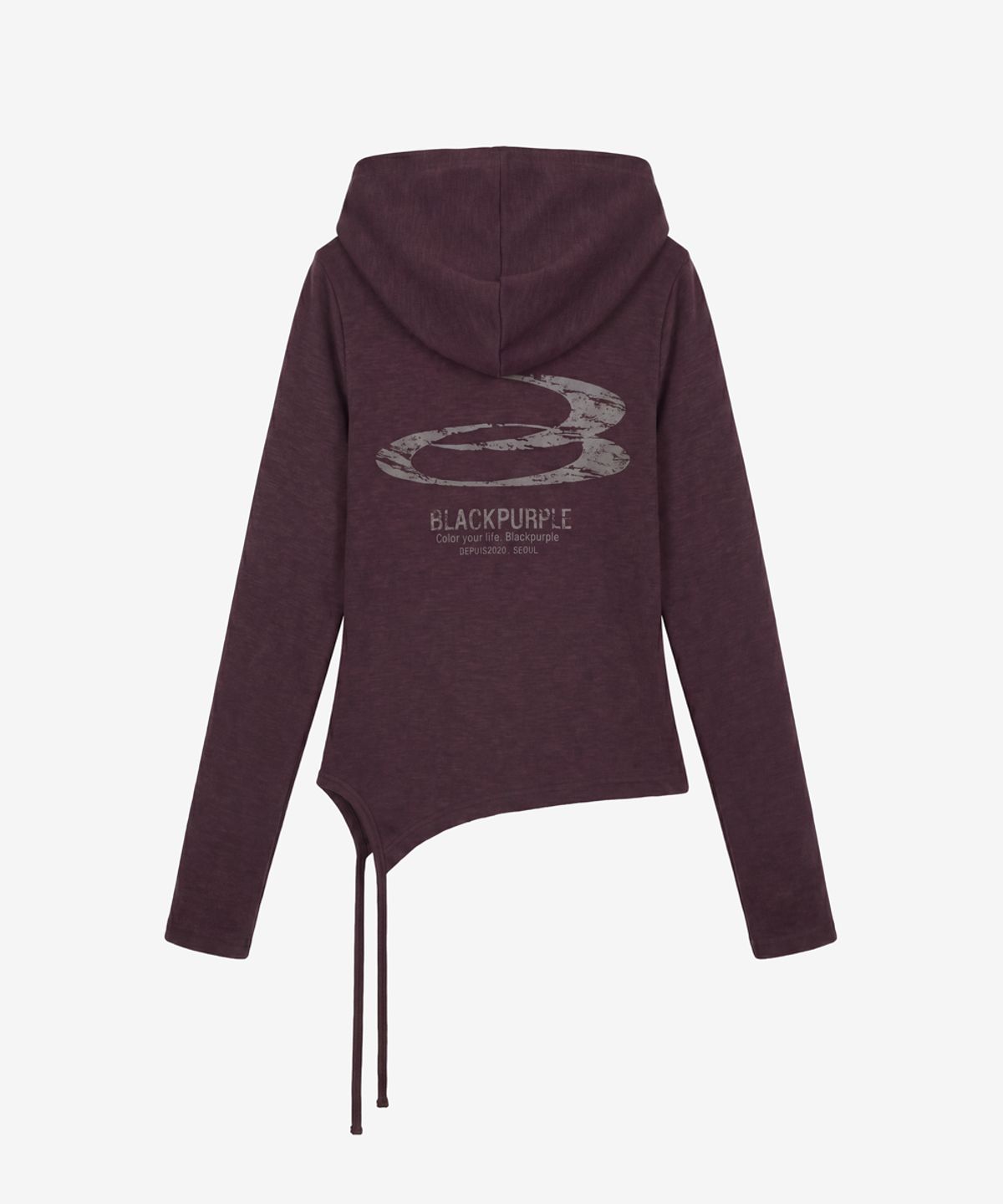 블랙 퍼플(BLACK PURPLE) 다크 플로우 언발 후드 슬림 집업_퍼플 Dark Flow Zip-Up Hoodie_Purple