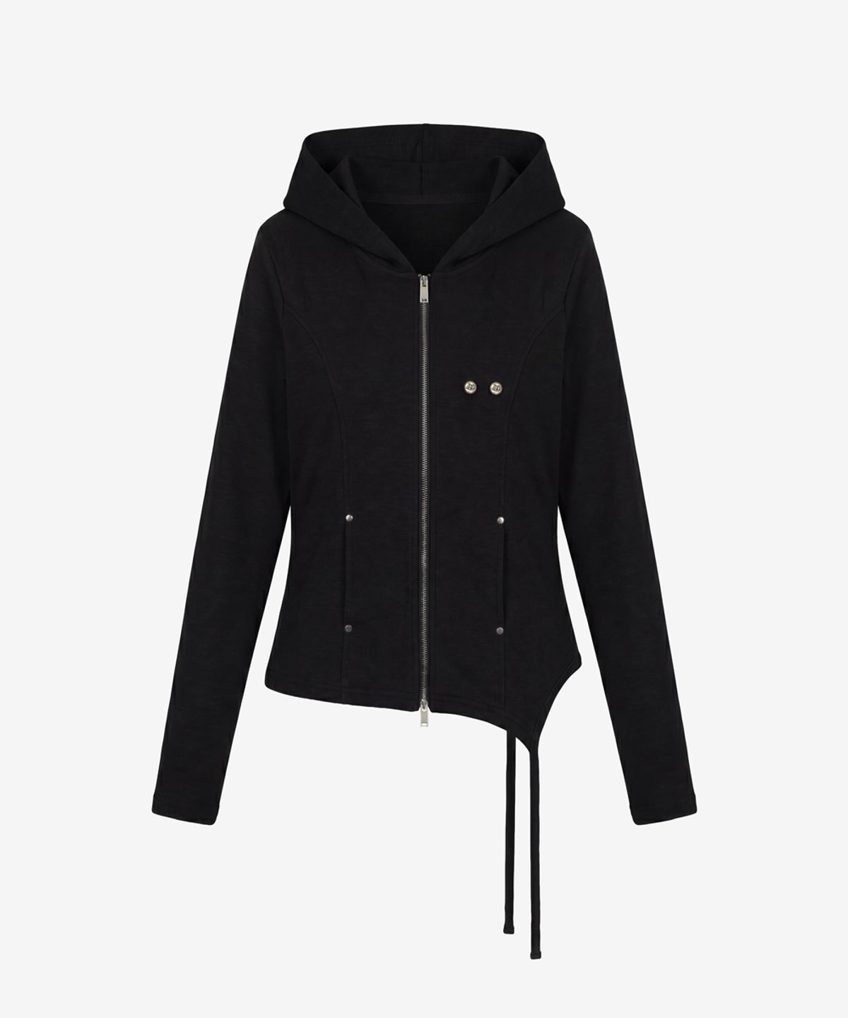블랙 퍼플(BLACK PURPLE) 다크 플로우 언발 후드 슬림 Dark Flow Zip-Up Hoodie_Black 집업_블랙