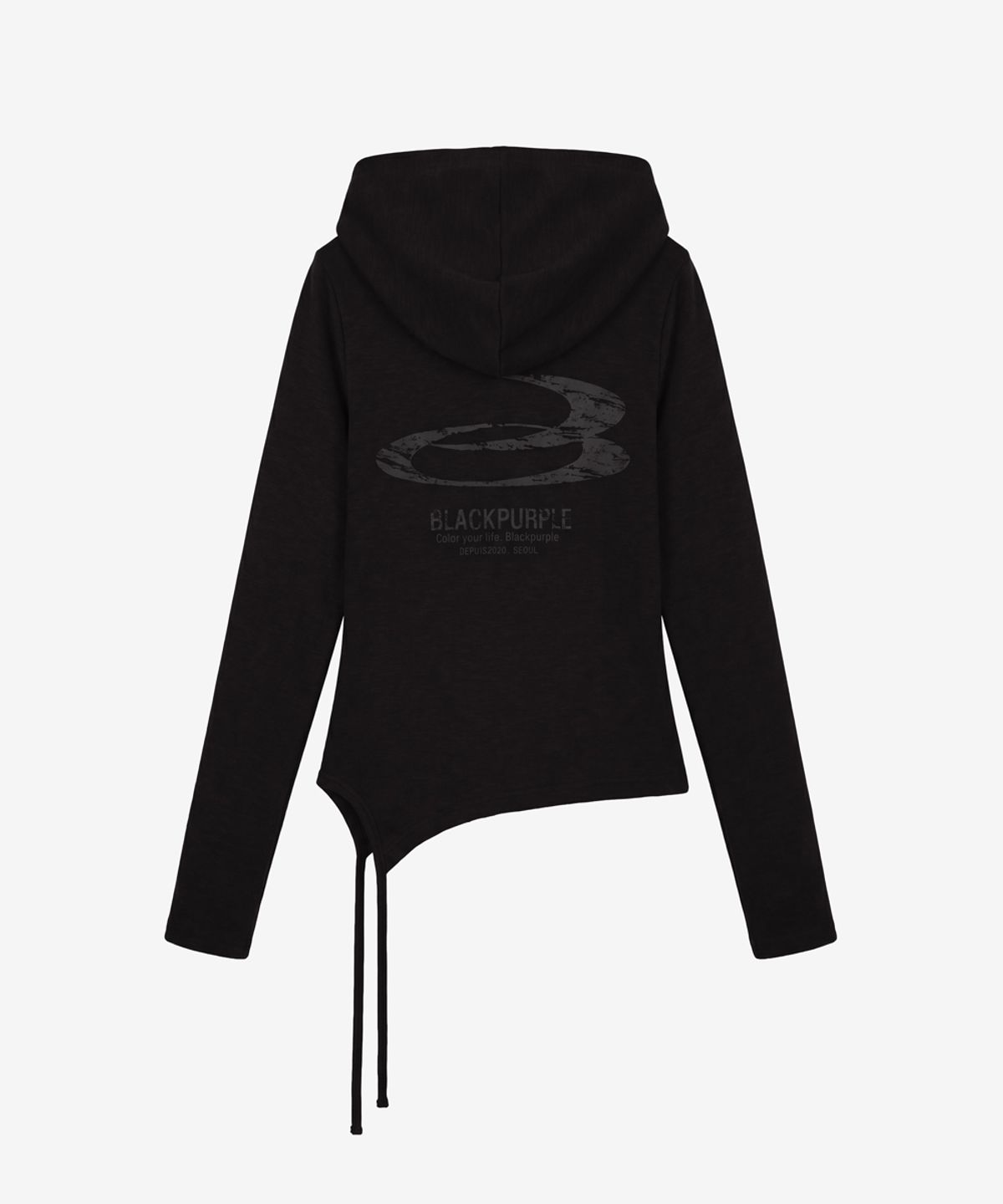 블랙 퍼플(BLACK PURPLE) 다크 플로우 언발 후드 슬림 Dark Flow Zip-Up Hoodie_Black 집업_블랙