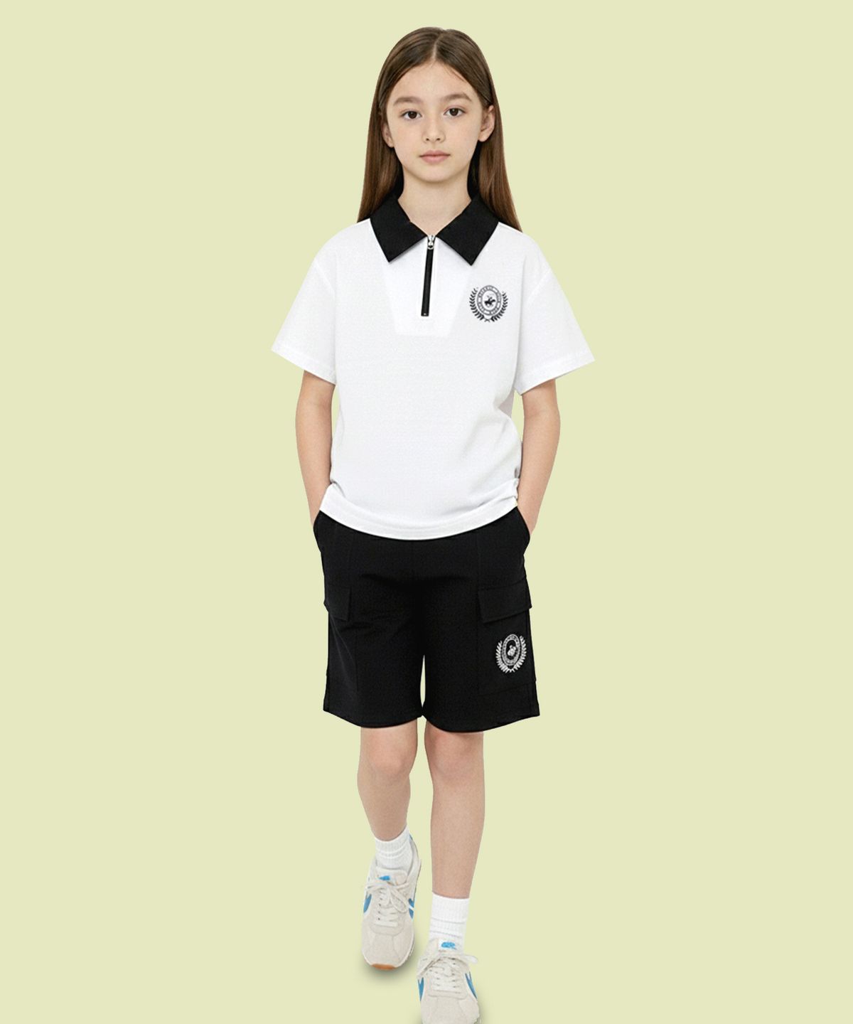 비버리힐즈 폴로클럽 키즈(BEVERLY HILLS POLO CLUB KIDS) 다이얼반집업반팔티셔츠 [화이트]