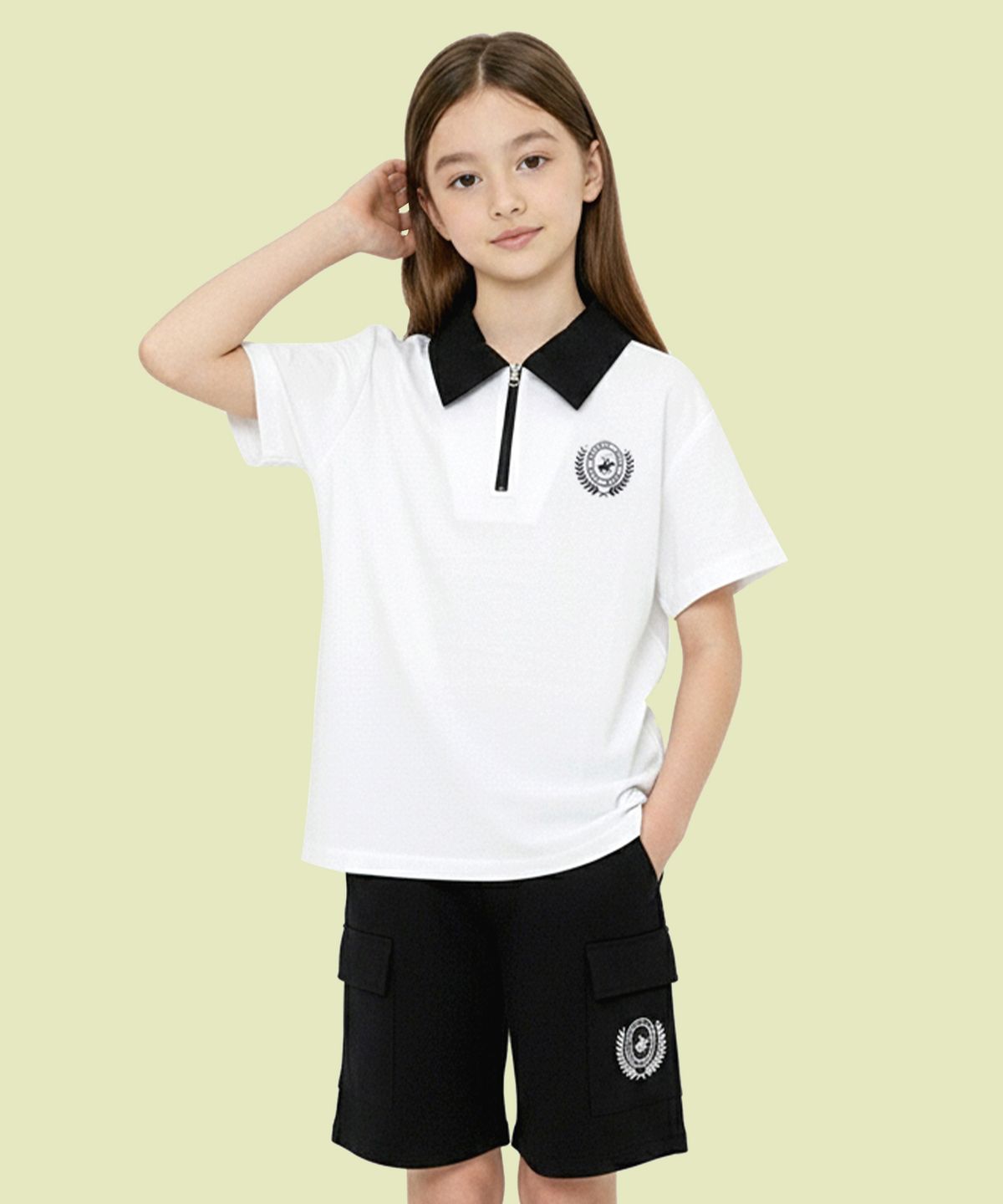 비버리힐즈 폴로클럽 키즈(BEVERLY HILLS POLO CLUB KIDS) 다이얼반집업반팔티셔츠 [화이트]