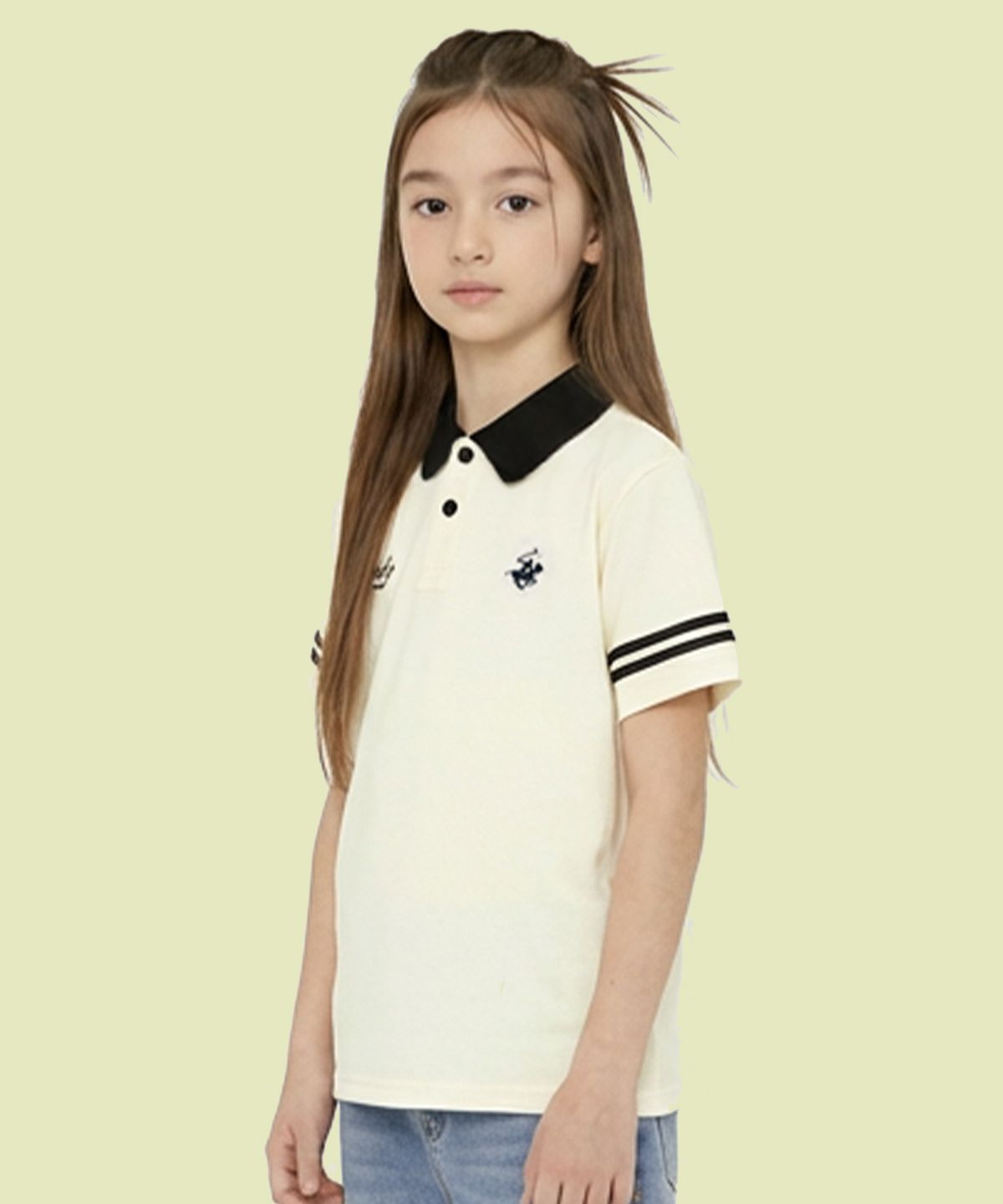 비버리힐즈 폴로클럽 키즈(BEVERLY HILLS POLO CLUB KIDS) 세컨드카라반팔티셔츠 [크림]