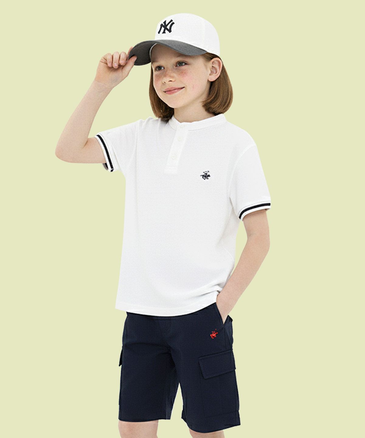 비버리힐즈 폴로클럽 키즈(BEVERLY HILLS POLO CLUB KIDS) 헨리넥PK반팔티셔츠 [화이트]