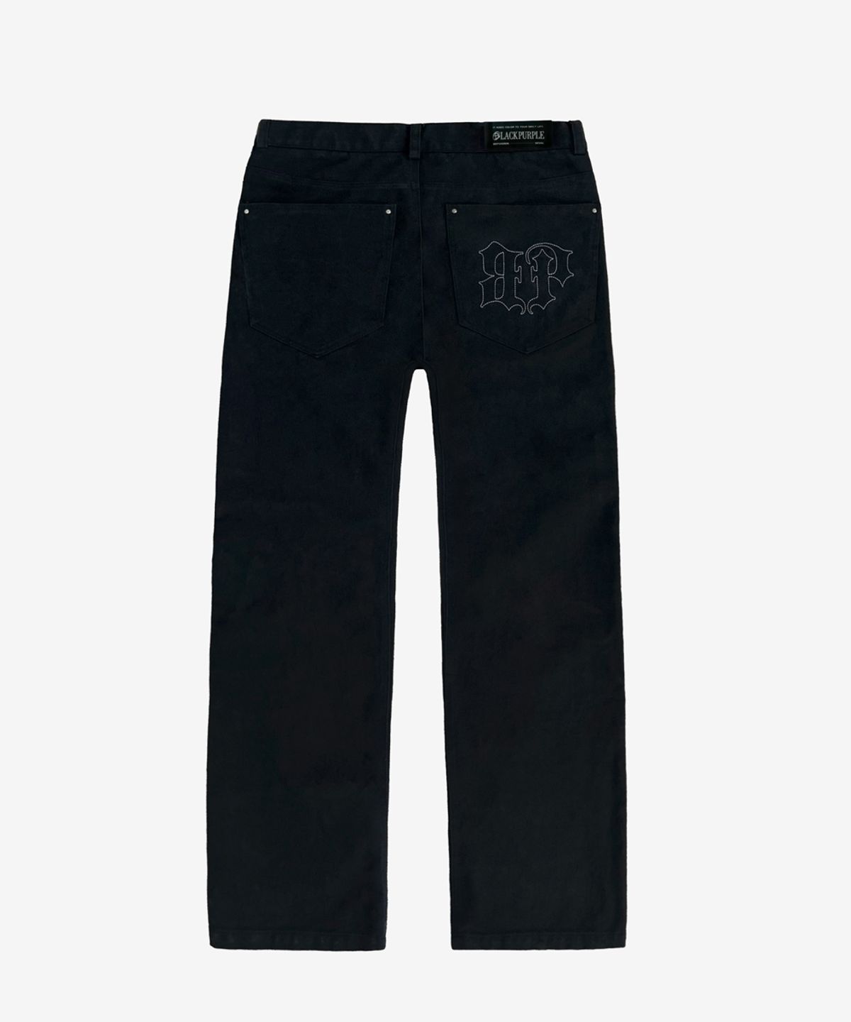 블랙 퍼플(BLACK PURPLE) 디스트로이드 로우 세미 슬림 팬츠_블랙 Destroyed Low-Rise Semi-Slim Pants _Black