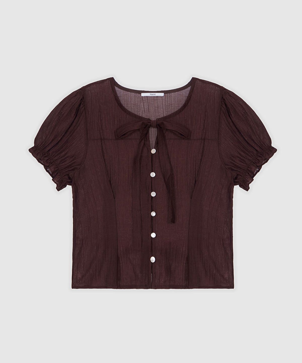 헤인트(HAINT) RUA OPEN COLLAR SHEER BLOUSE_BROWN