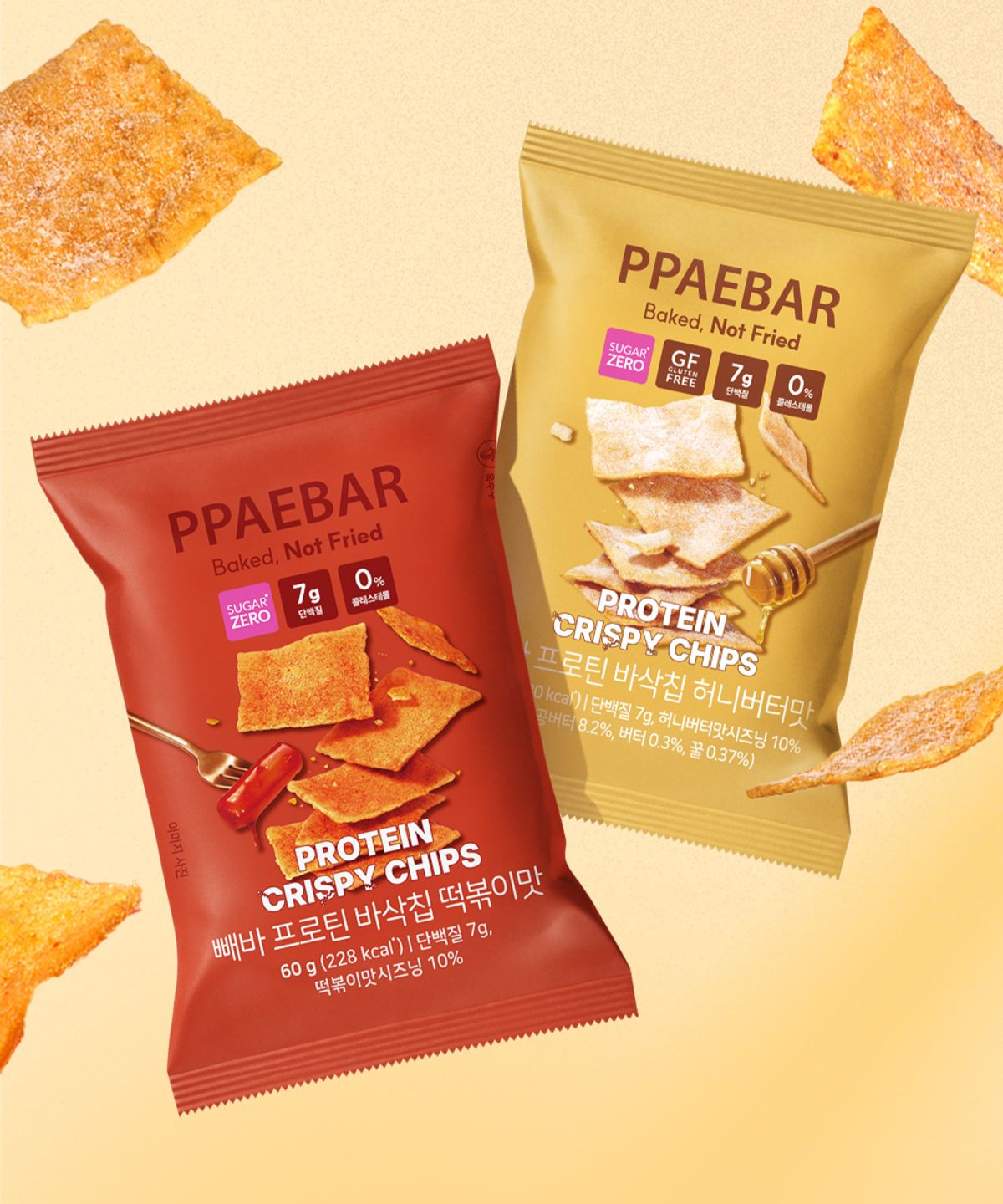 빼바(PPAEBAR) 빼바 프로틴 바삭칩 2종 골라담기 (60g x 4봉)