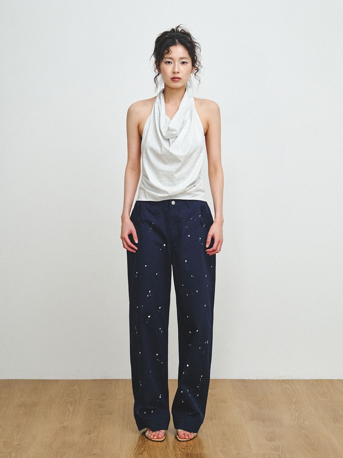 플리즈프로젝트(PLZPROJECT) PAINTING NORMAL PANTS, NAVY