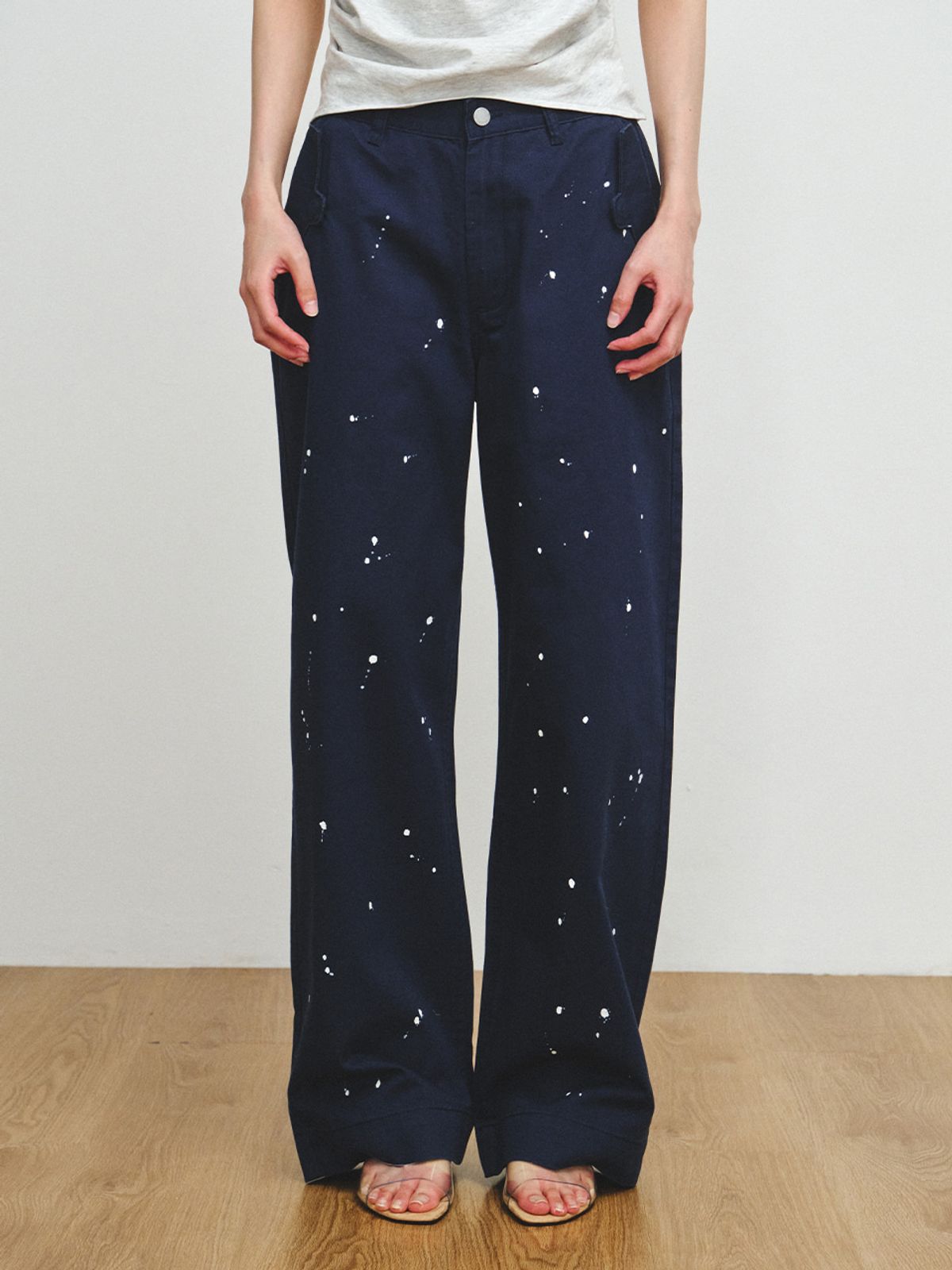 플리즈프로젝트(PLZPROJECT) PAINTING NORMAL PANTS, NAVY