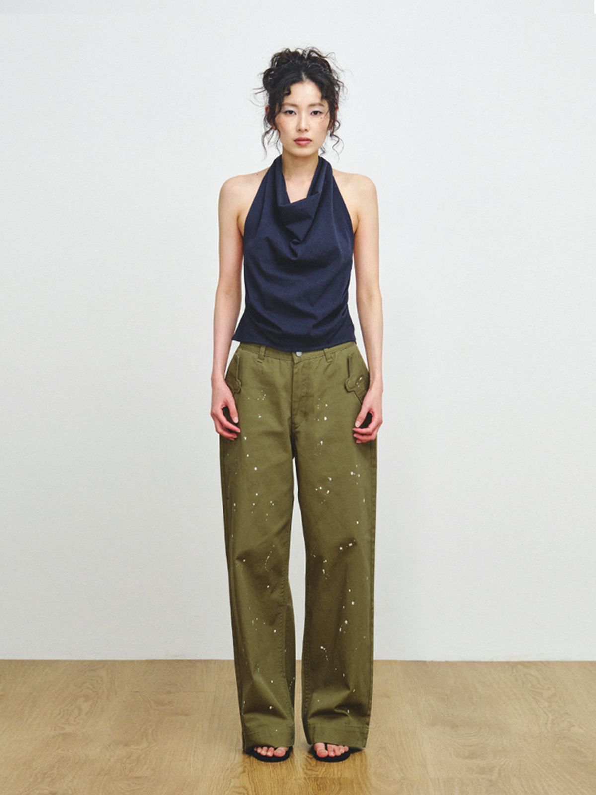 플리즈프로젝트(PLZPROJECT) PAINTING NORMAL PANTS, KHAKI