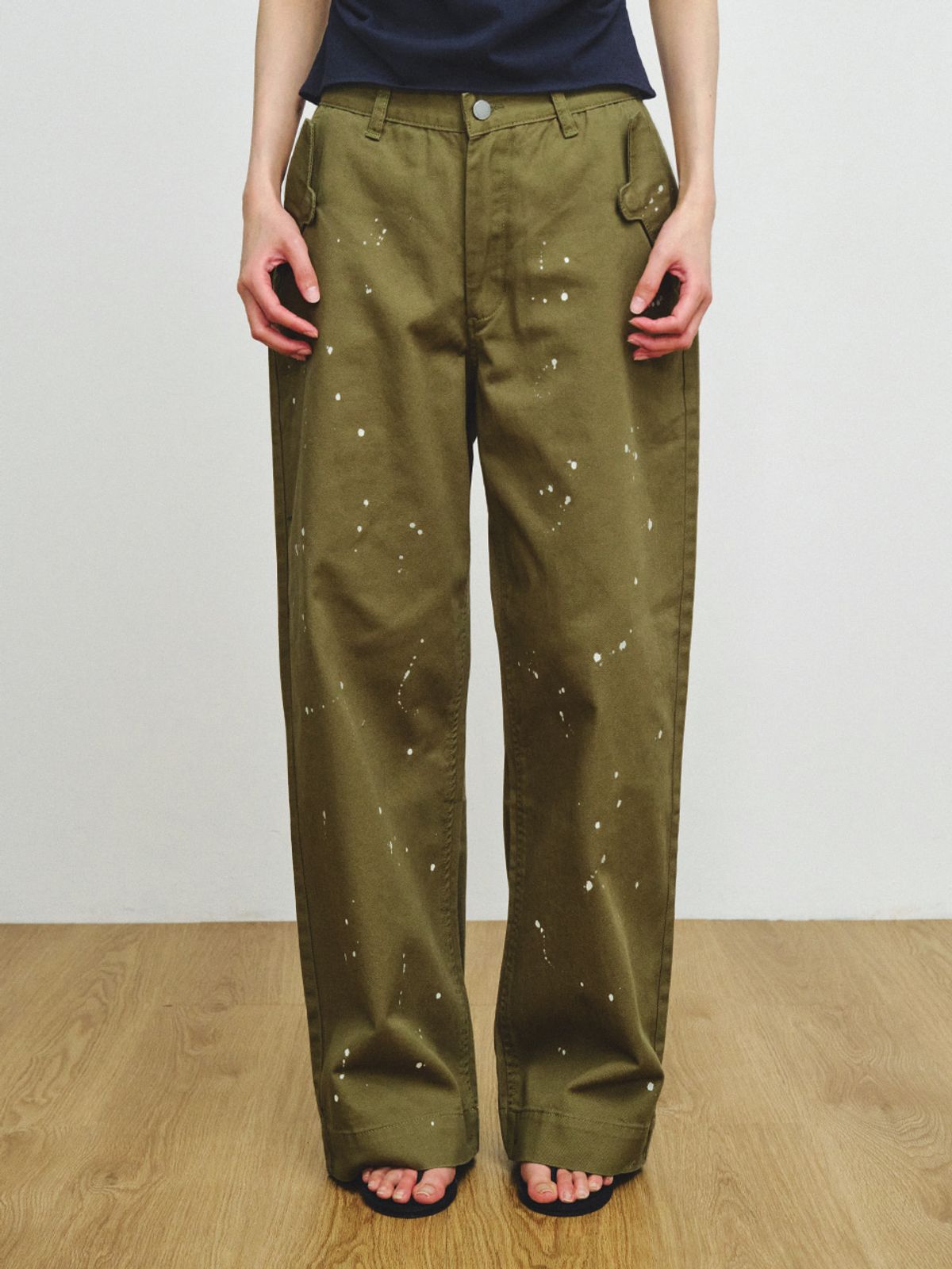 플리즈프로젝트(PLZPROJECT) PAINTING NORMAL PANTS, KHAKI