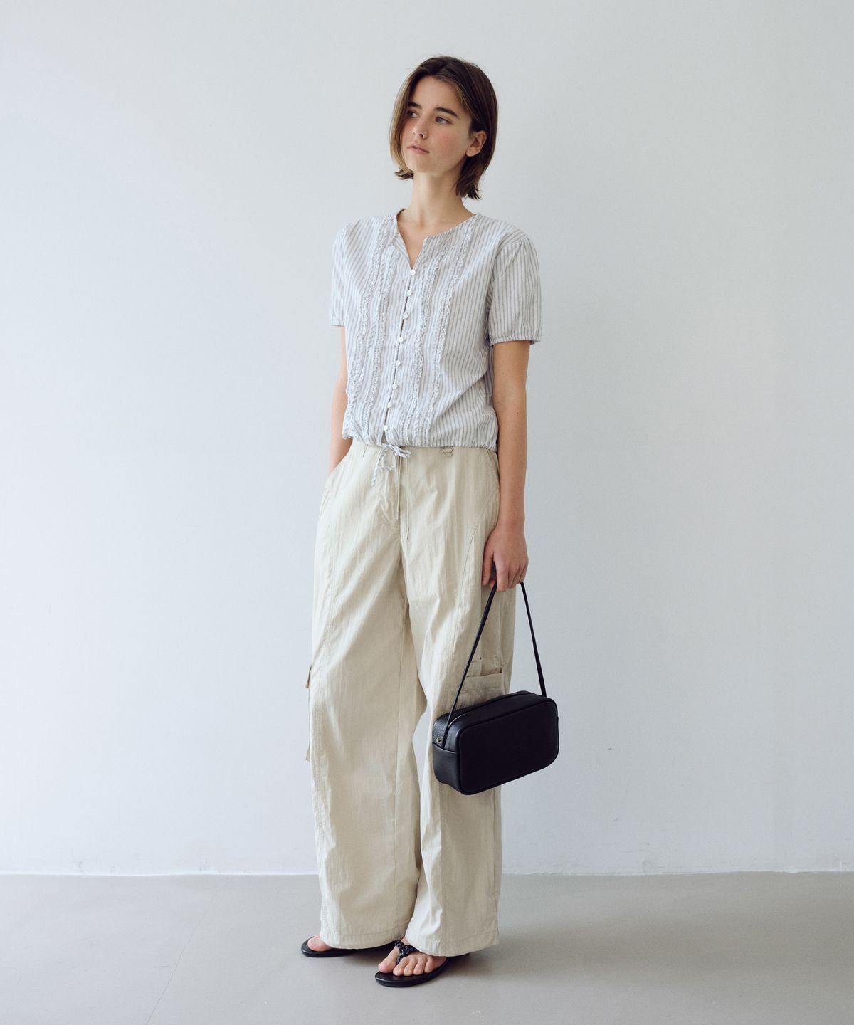 유라고(URAGO) Stripe frill blouse