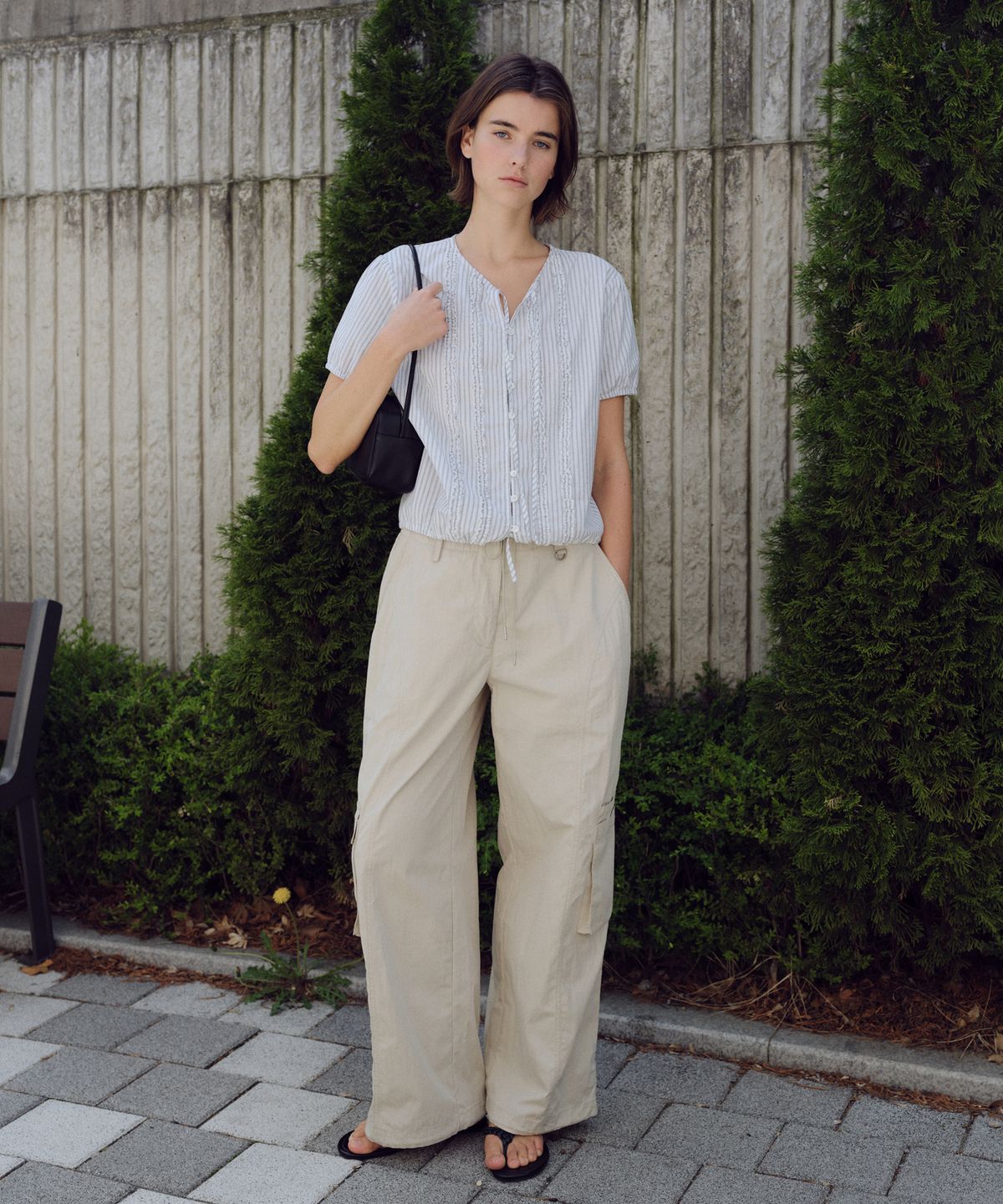 유라고(URAGO) Stripe frill blouse