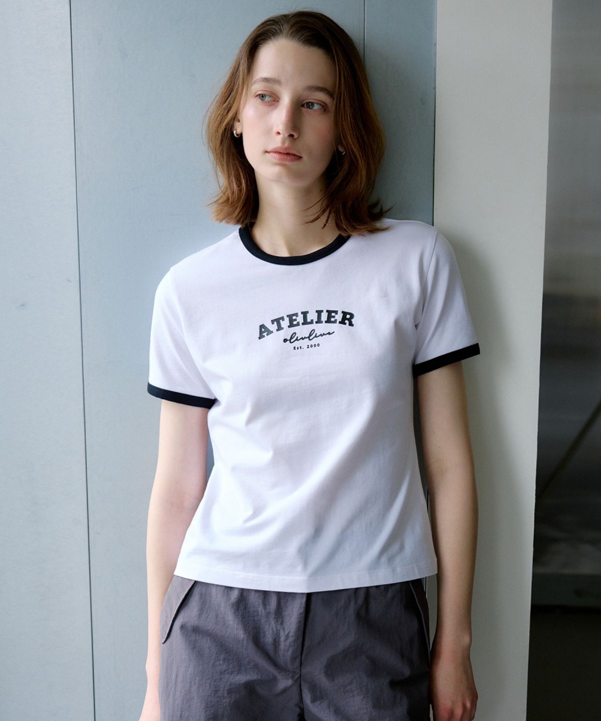 올리브 데 올리브(OLIVE DES OLIVE) 레터링 슬림핏 링거티 OH6ME4800