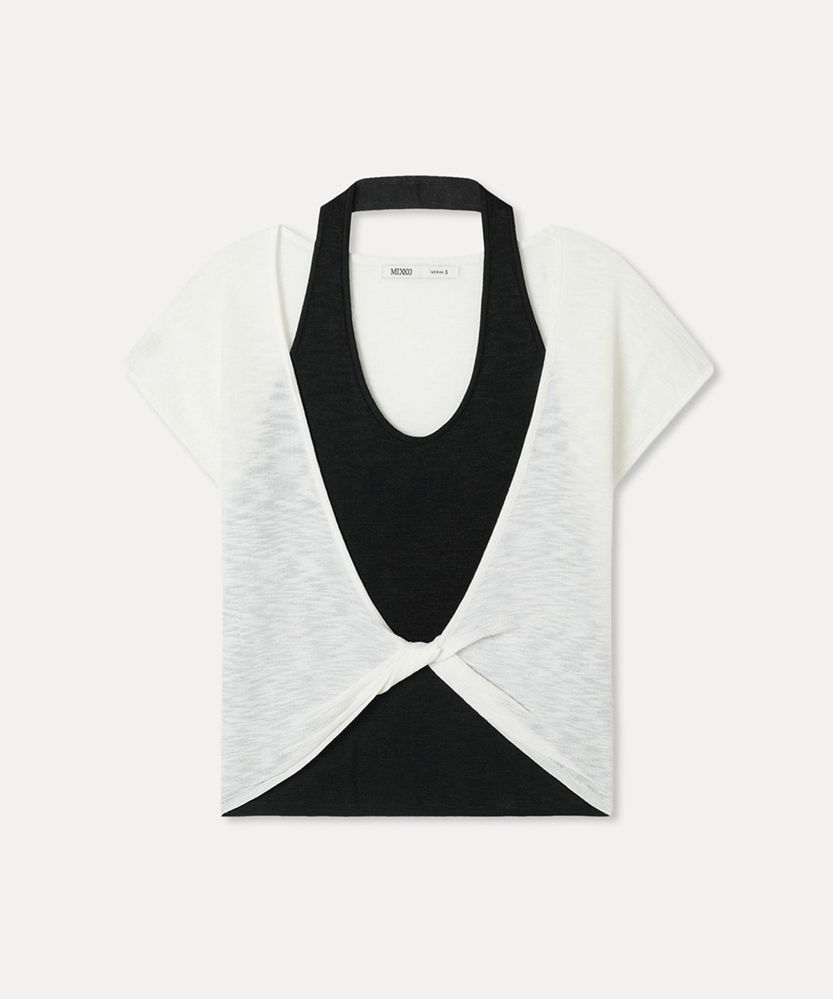 미쏘(MIXXO) 레이어드 꼬임 반팔 니트 RE KAG54SS_MIWKAG73QS