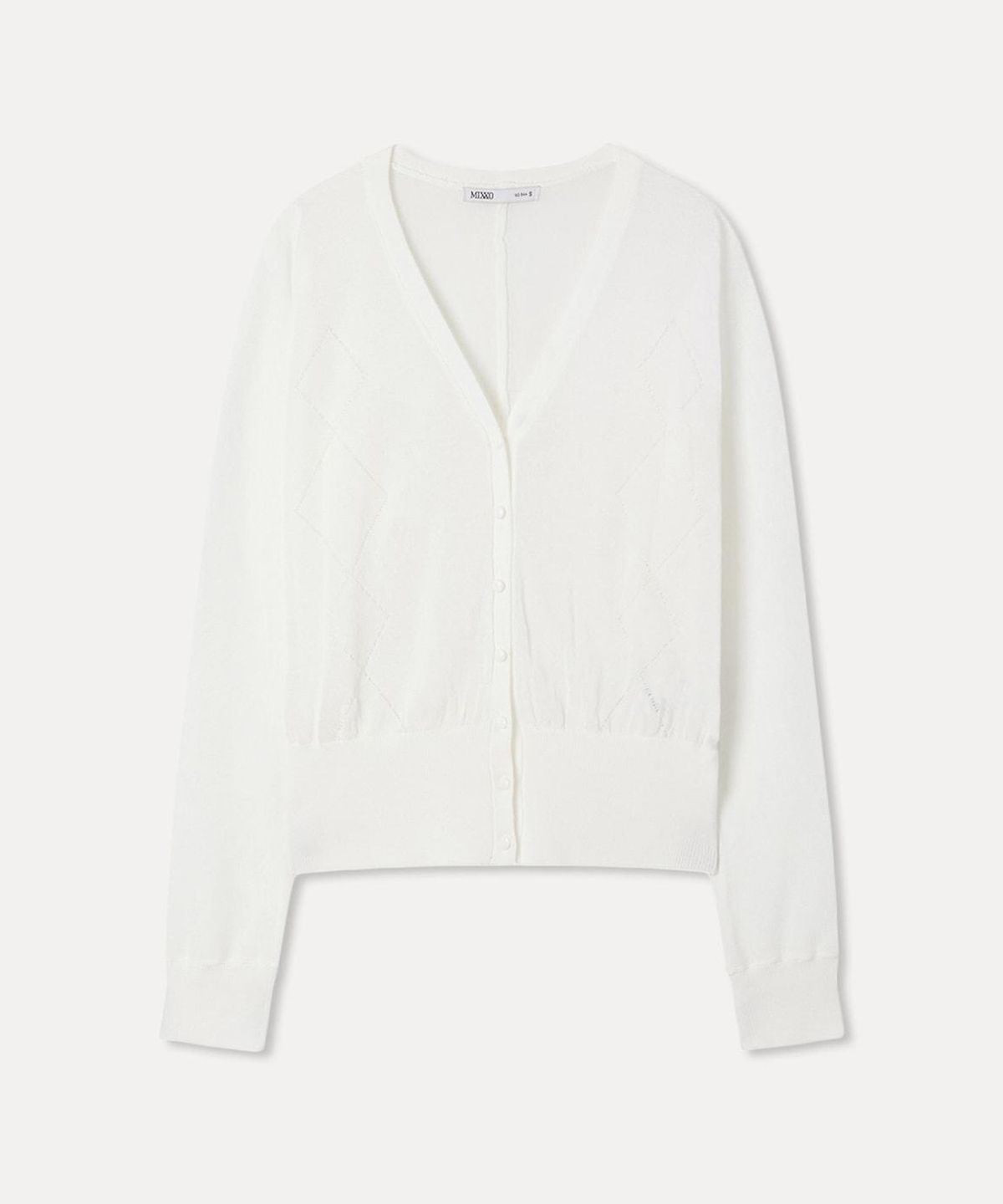 미쏘(MIXXO) V넥 시스루 긴팔 가디건_MIWCKG615T