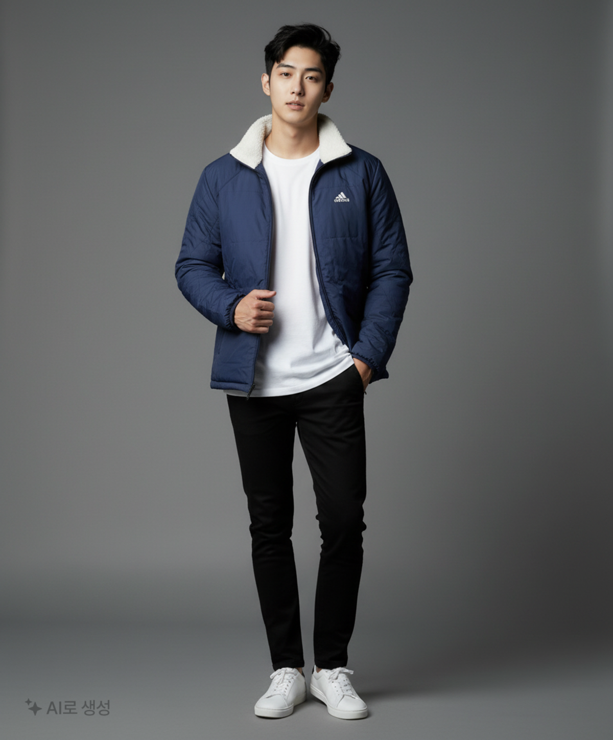 아디다스(ADIDAS) 쉐르파 리버서블 자켓 - 화이트:네이비 / H23092 2XL