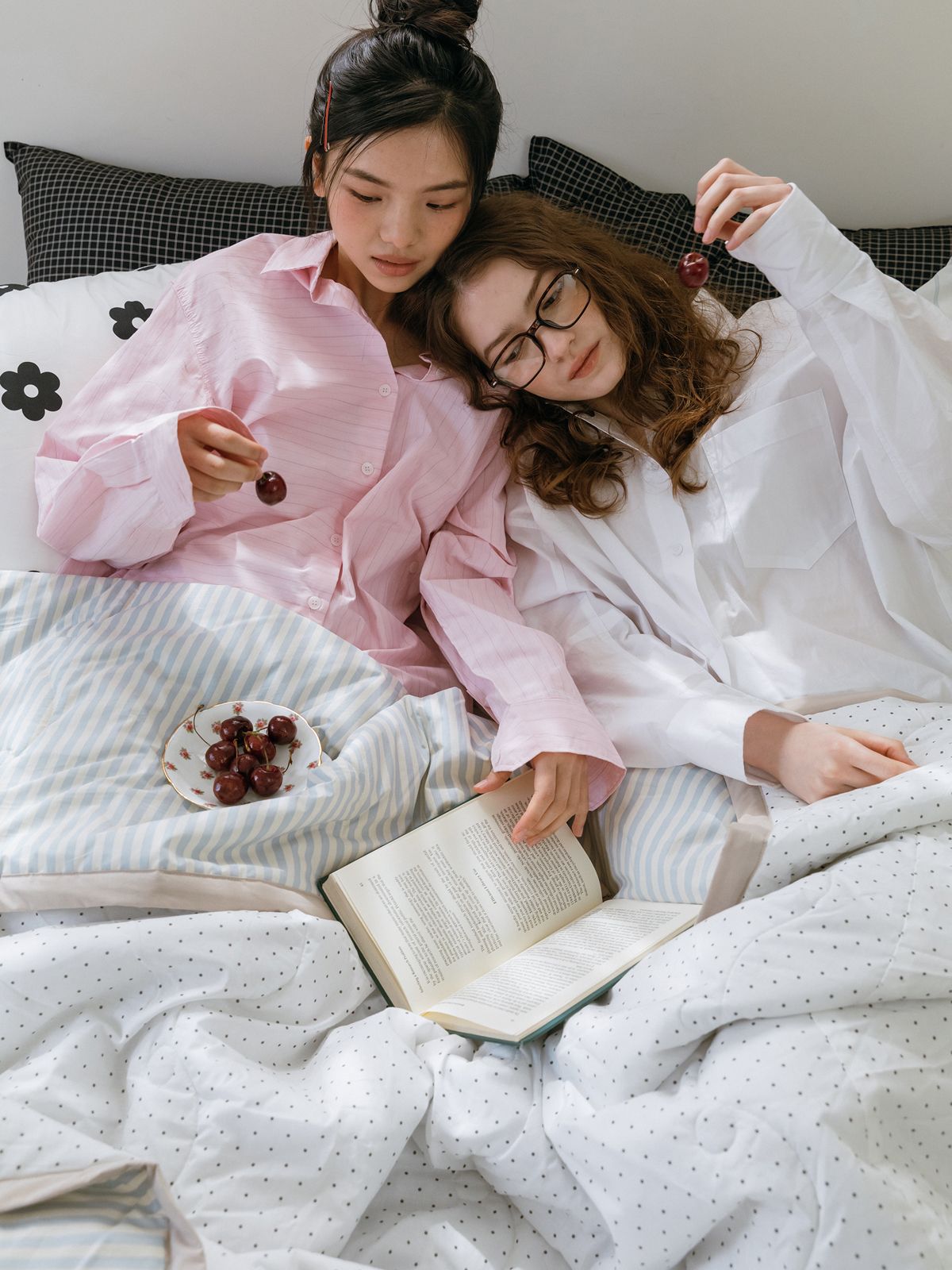 도르모르(DORMOR) 보더라인 패턴 양면 여름이불 심플 도트