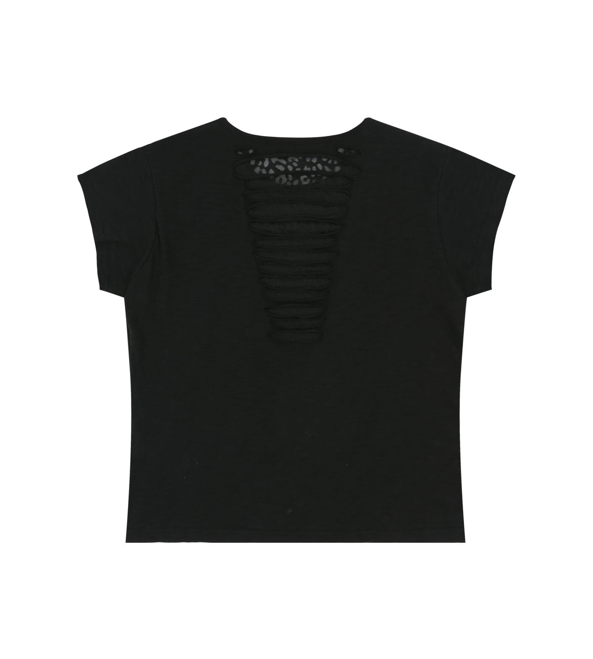 알디유(ALDIYOUU) Grunge Claw Leopard Eyelet Tee (Black)