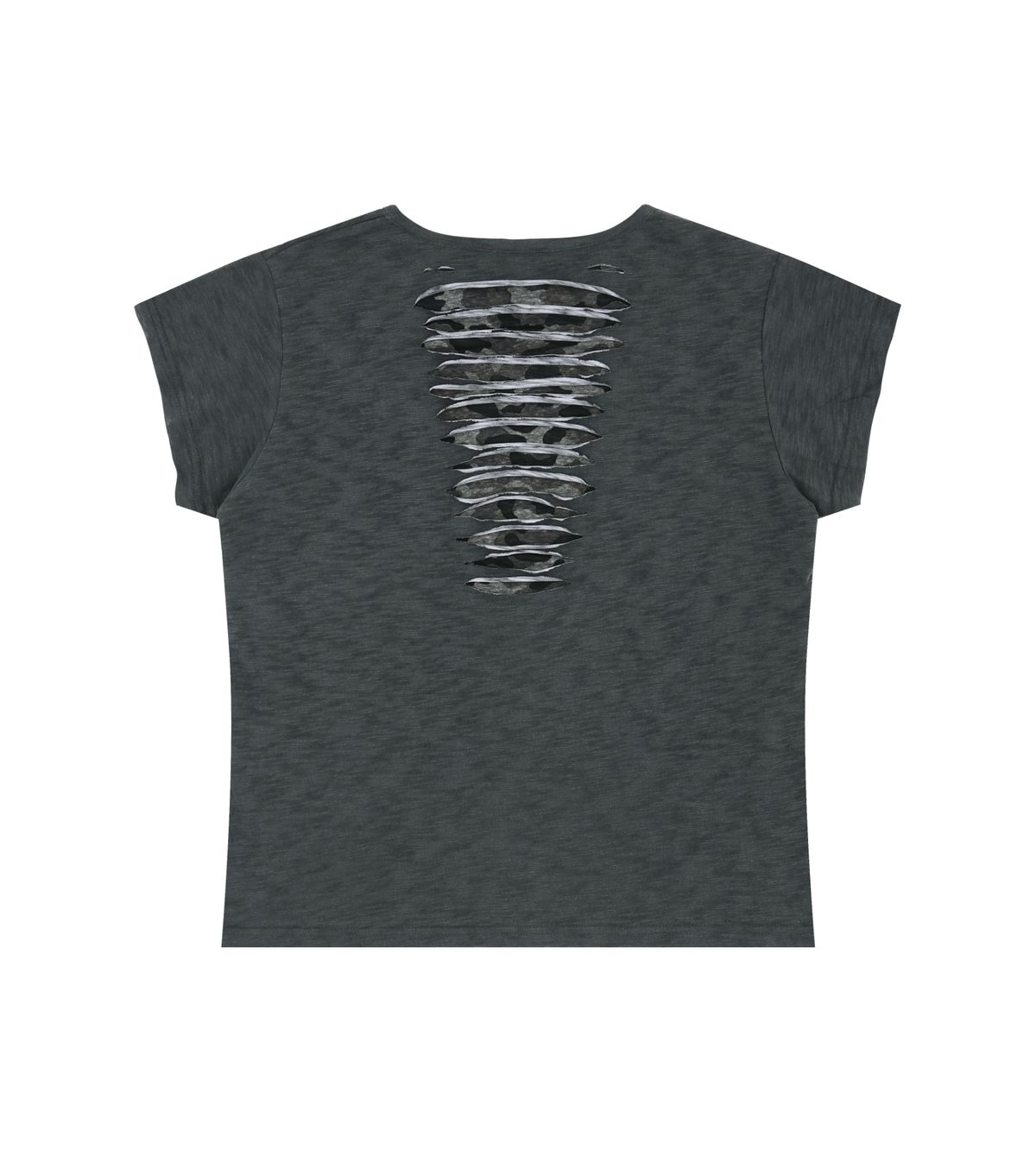 알디유(ALDIYOUU) Grunge Claw Camo Eyelet Tee (Charcoal)