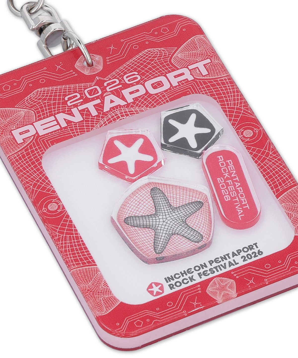 디스커스 애슬레틱(DISCUS ATHLETIC) 2026 PENTAPORT 네온 아크릴 키링 레드