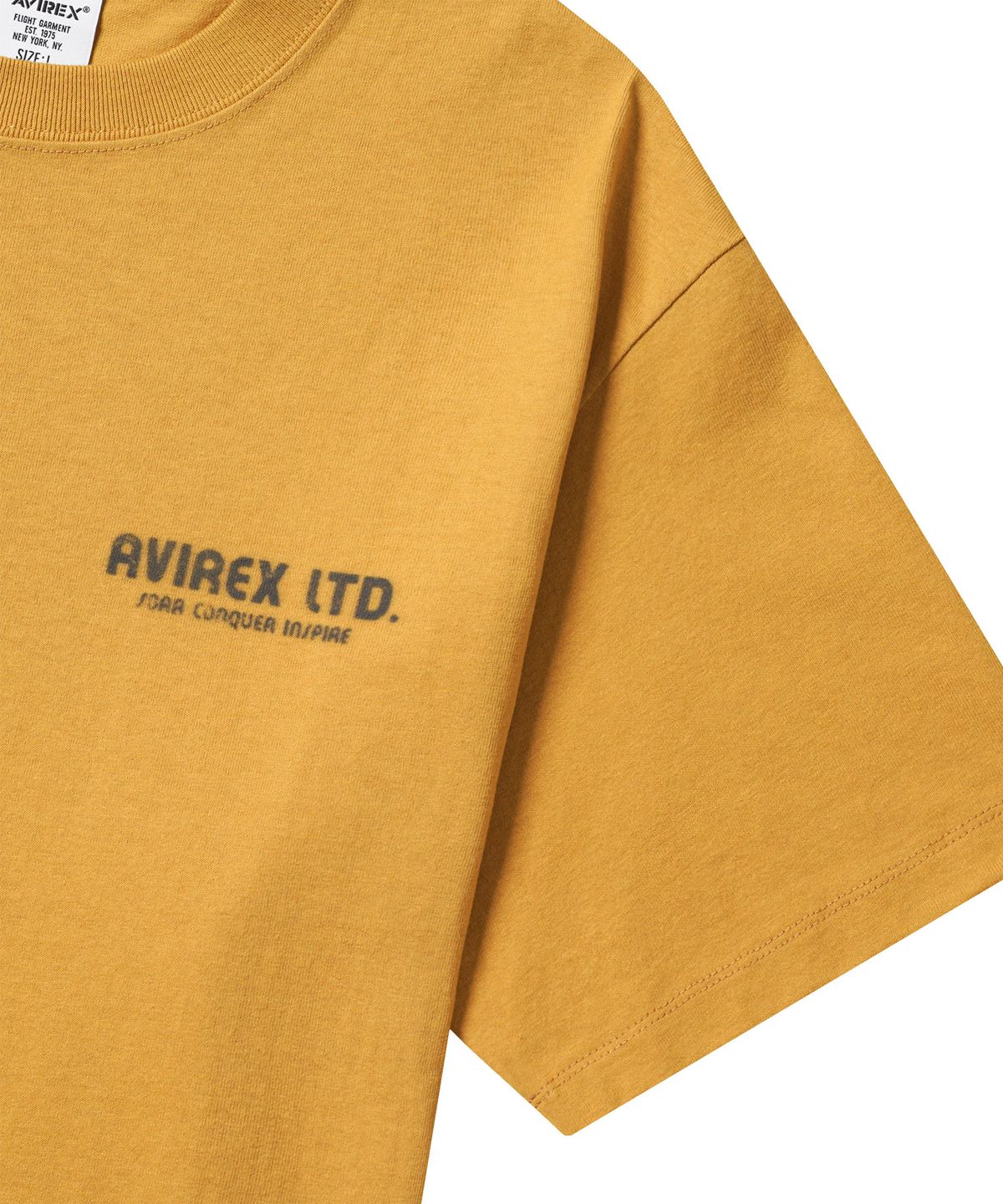 아비렉스(AVIREX) 빈티지 워시드 프린트 티셔츠 / 7836134020 머스타드