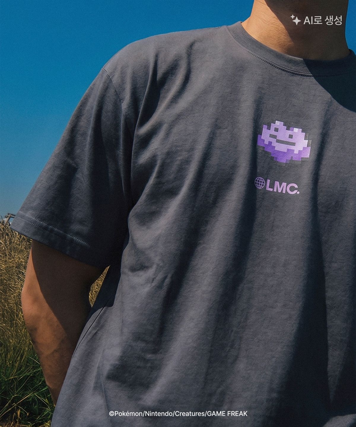 엘엠씨(LMC) Pokémon Pixel Art Dot Eyes Club Tee charcoal