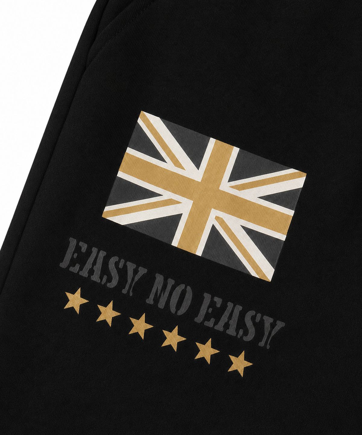 이지노이지(EASY NO EASY) 홀스 유니언 잭 버뮤다 스웻 팬츠 - 블랙