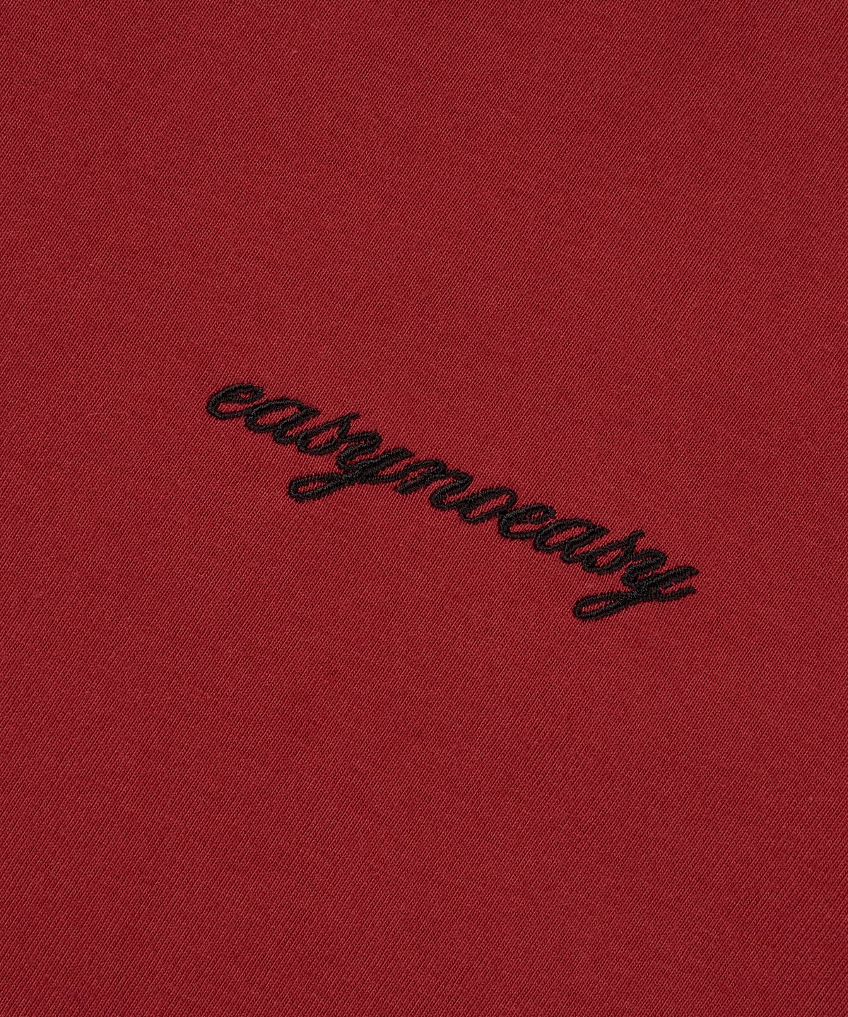 이지노이지(EASY NO EASY) 레이어드 롤업 크롭 티셔츠 - 버건디