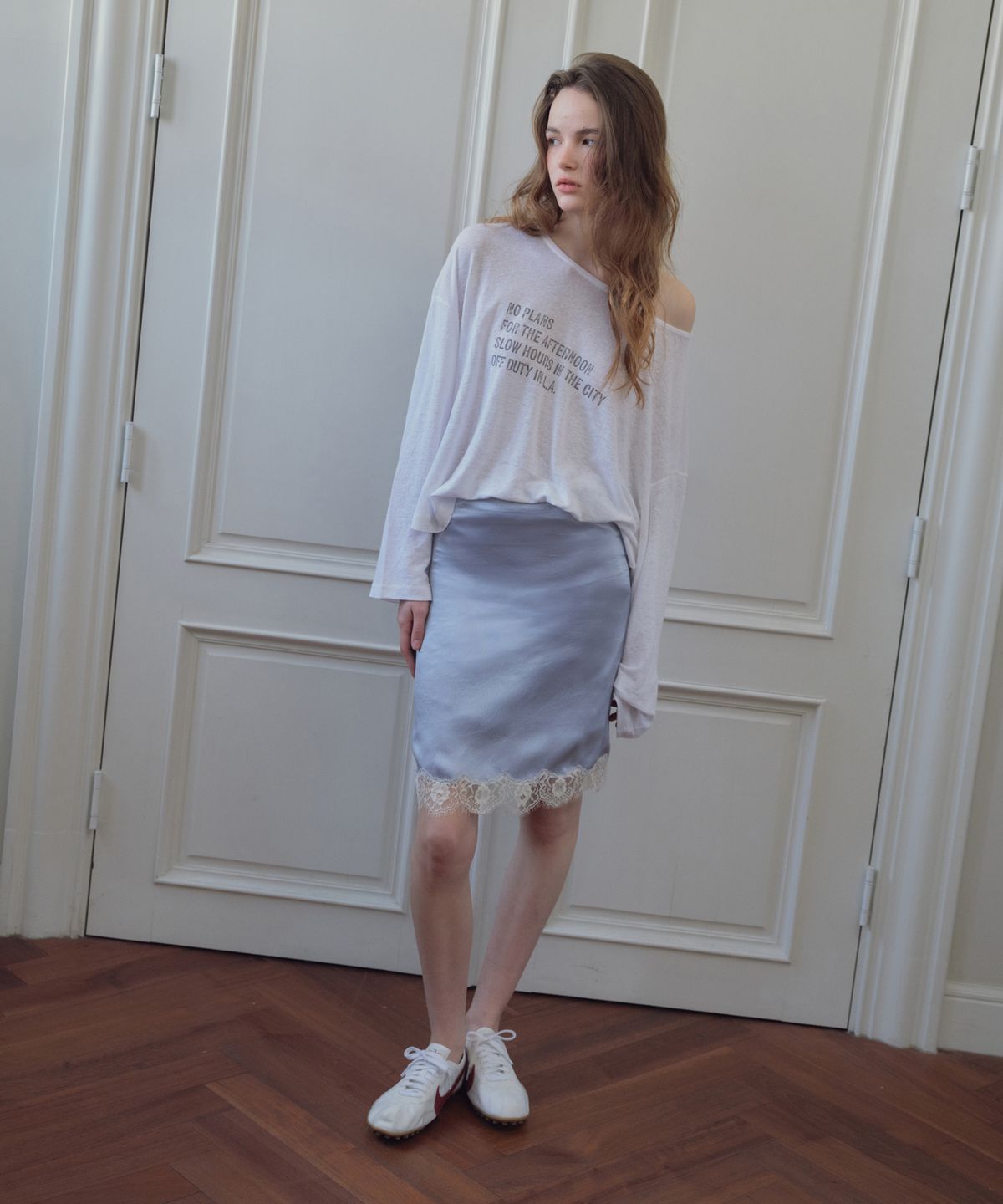 씨타(CITTA) Satin Lace Midi Skirt_CTS631(3color)