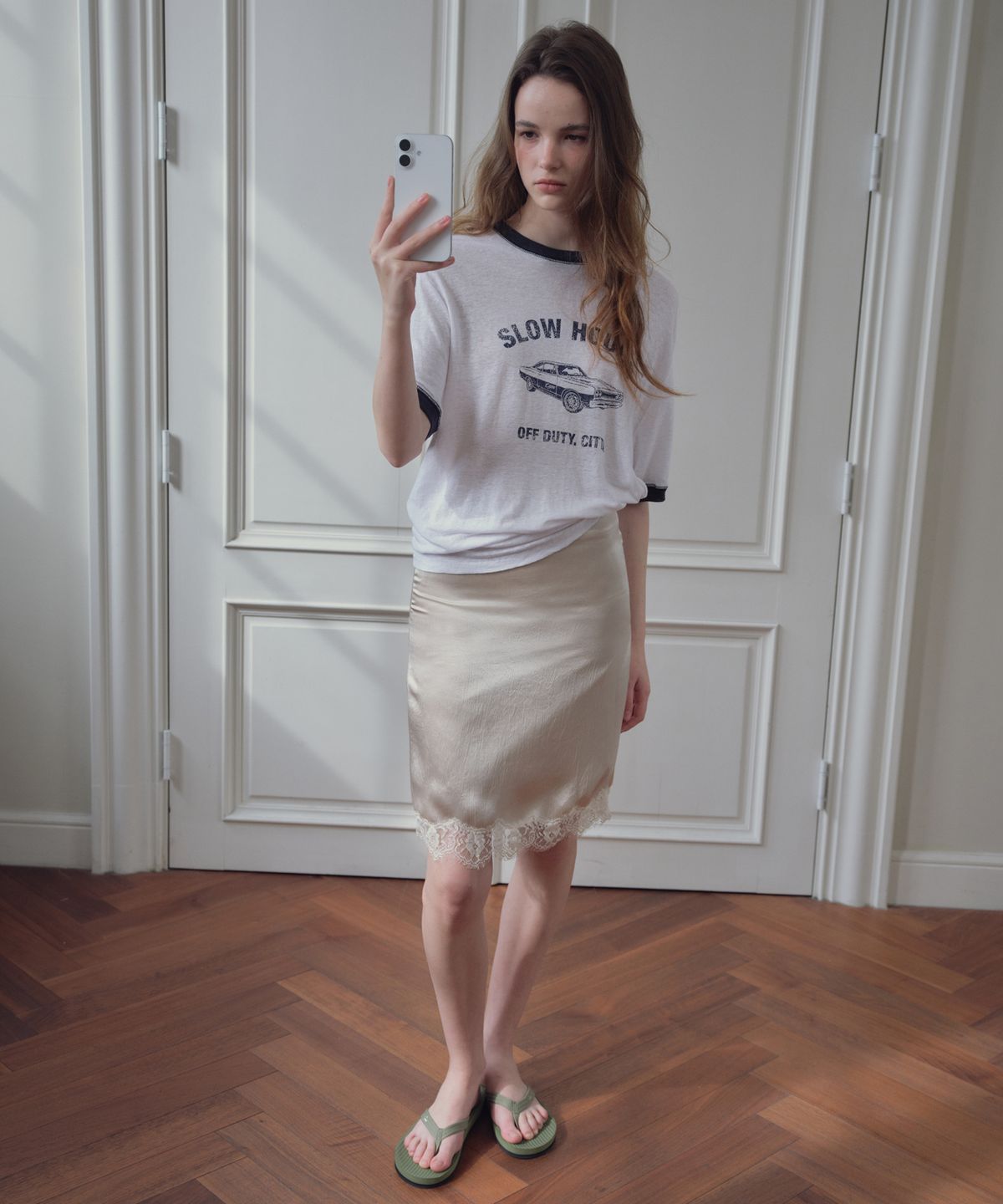 씨타(CITTA) Satin Lace Midi Skirt_CTS631(3color)