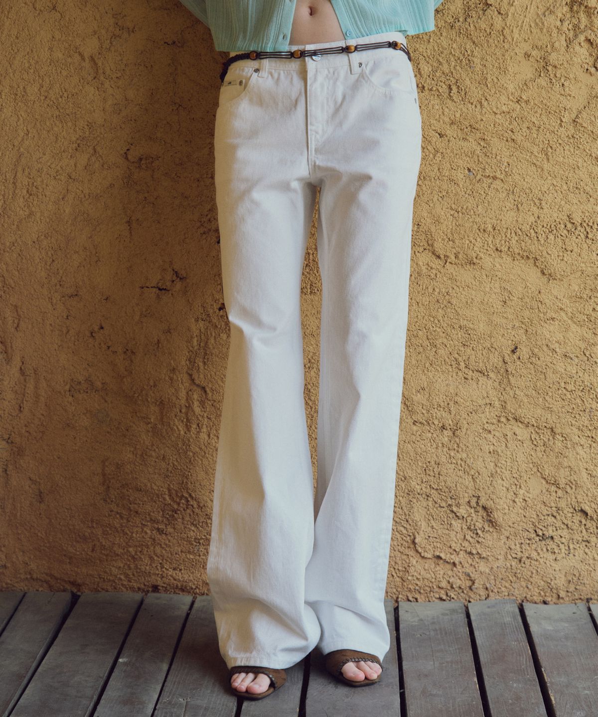 씨타(CITTA) Low Rise Straight Strap Denim Pants _CTD429(White)