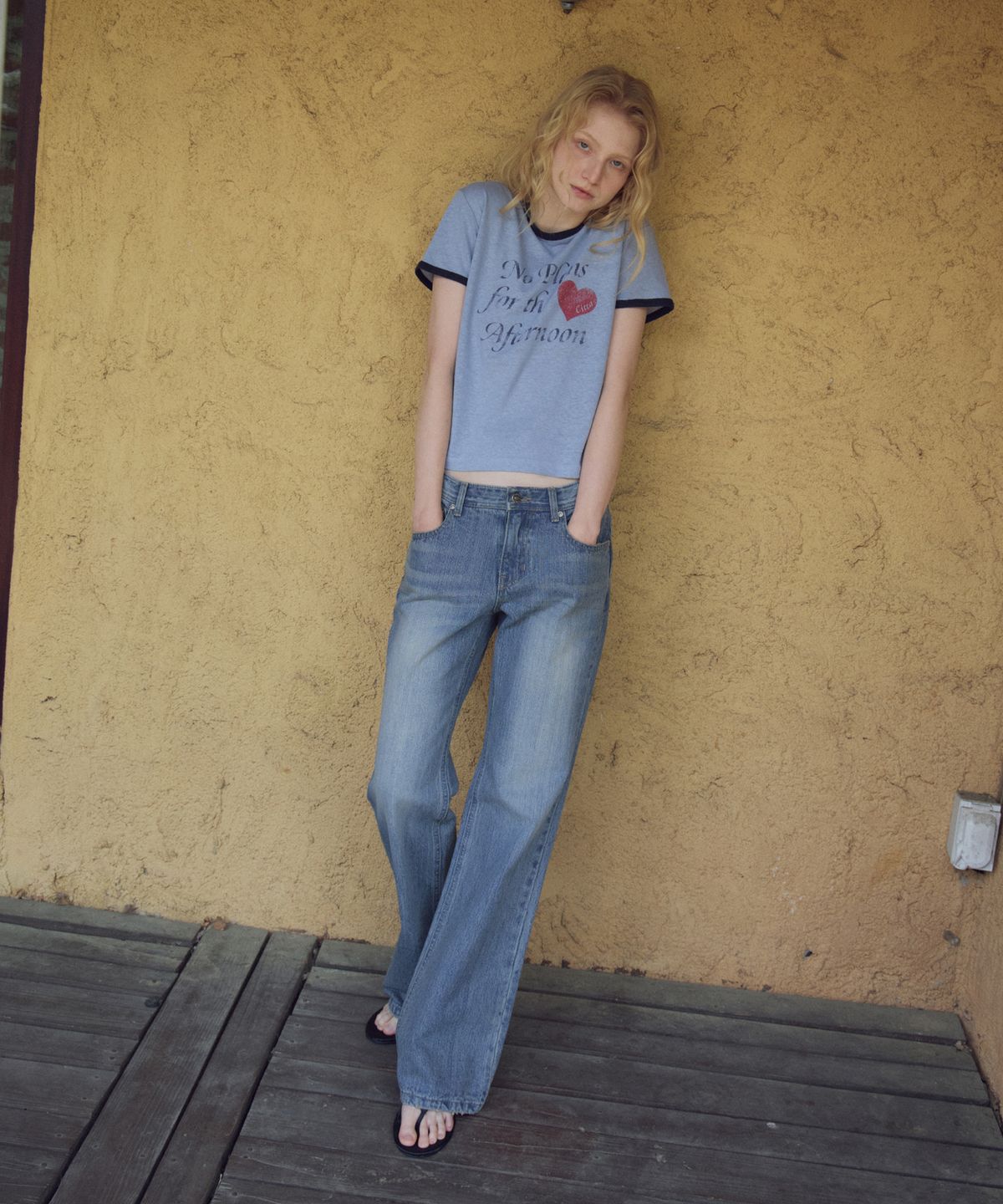 씨타(CITTA) Low Rise Straight Strap Denim Pants _CTD429(Medium Blue)