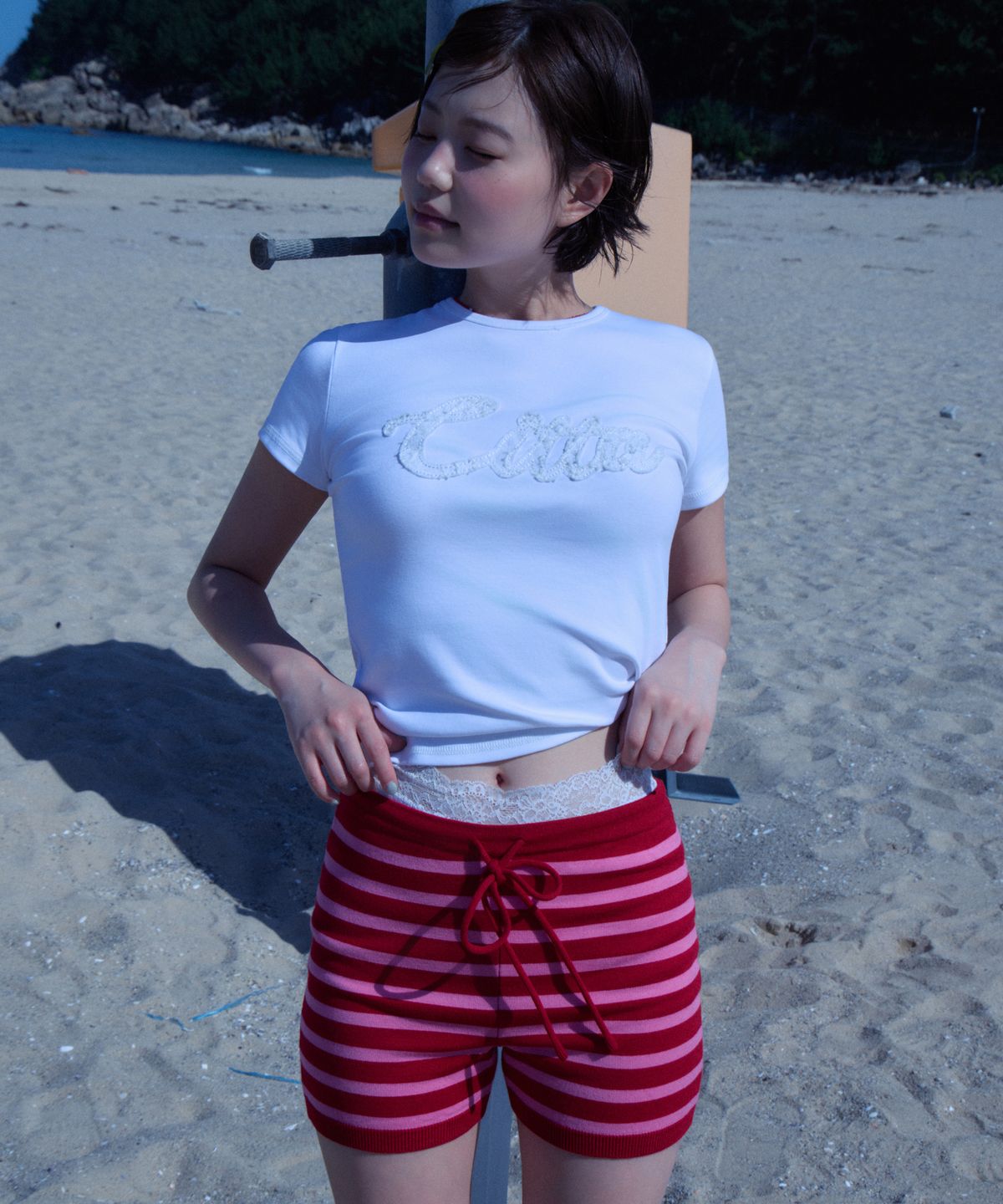씨타(CITTA) Stripe Knit Micro Shorts_CTB570(Red)