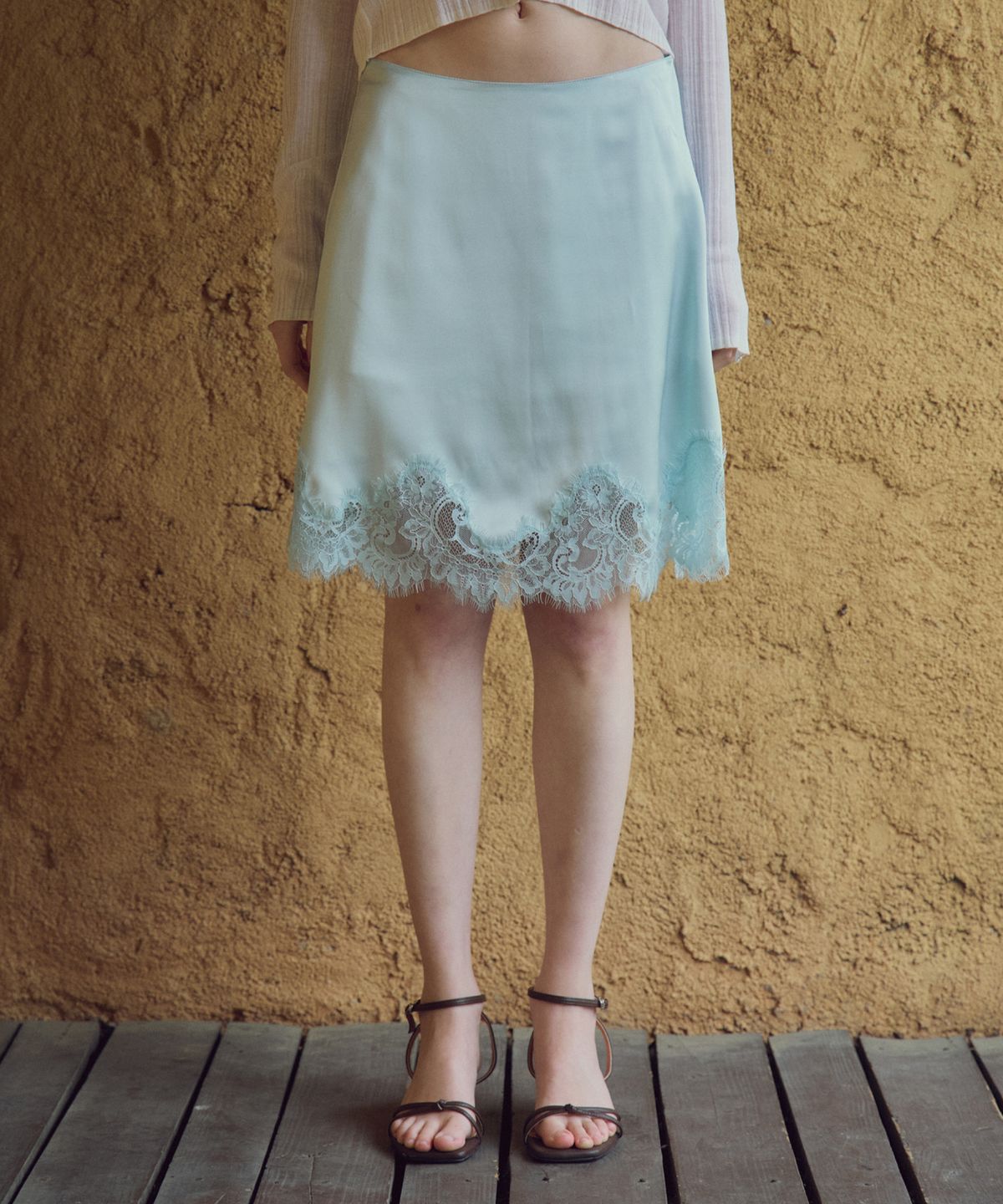 씨타(CITTA) A-Line Lace Satin Skirt_CTS632(Mint)