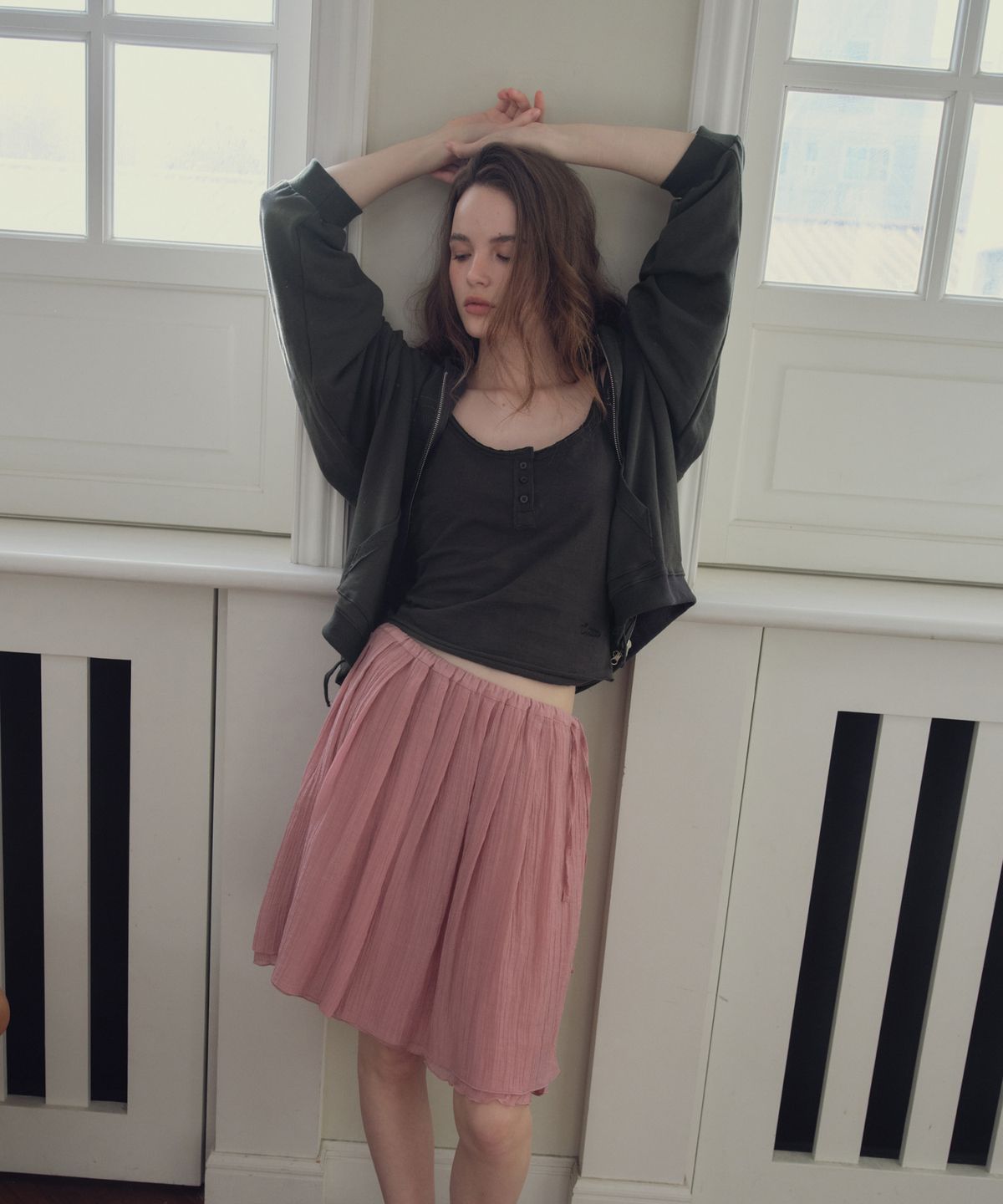 씨타(CITTA) Double Shirring Skirt_CTS633(Pink)