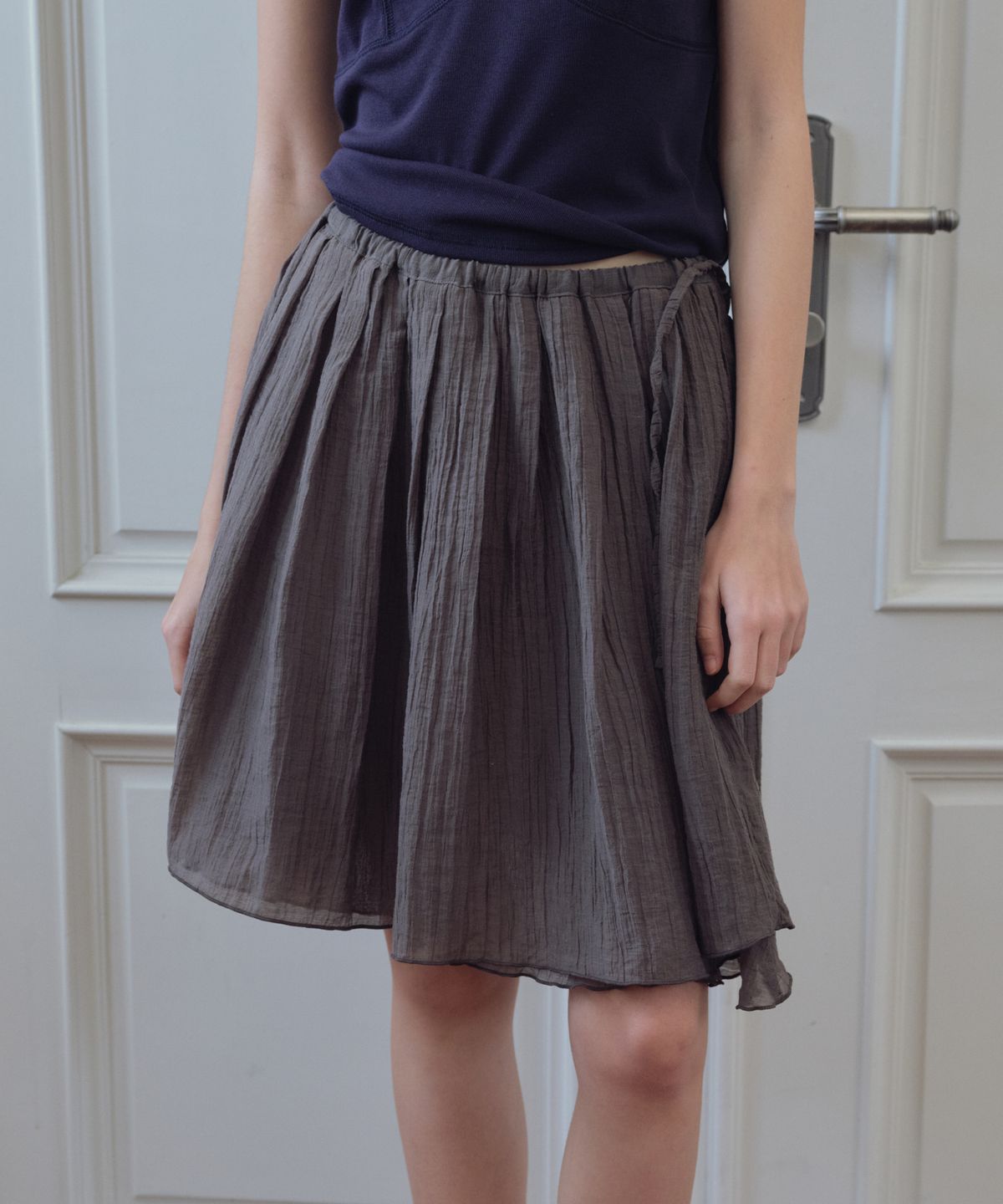 씨타(CITTA) Double Shirring Skirt_CTS633(Brown)