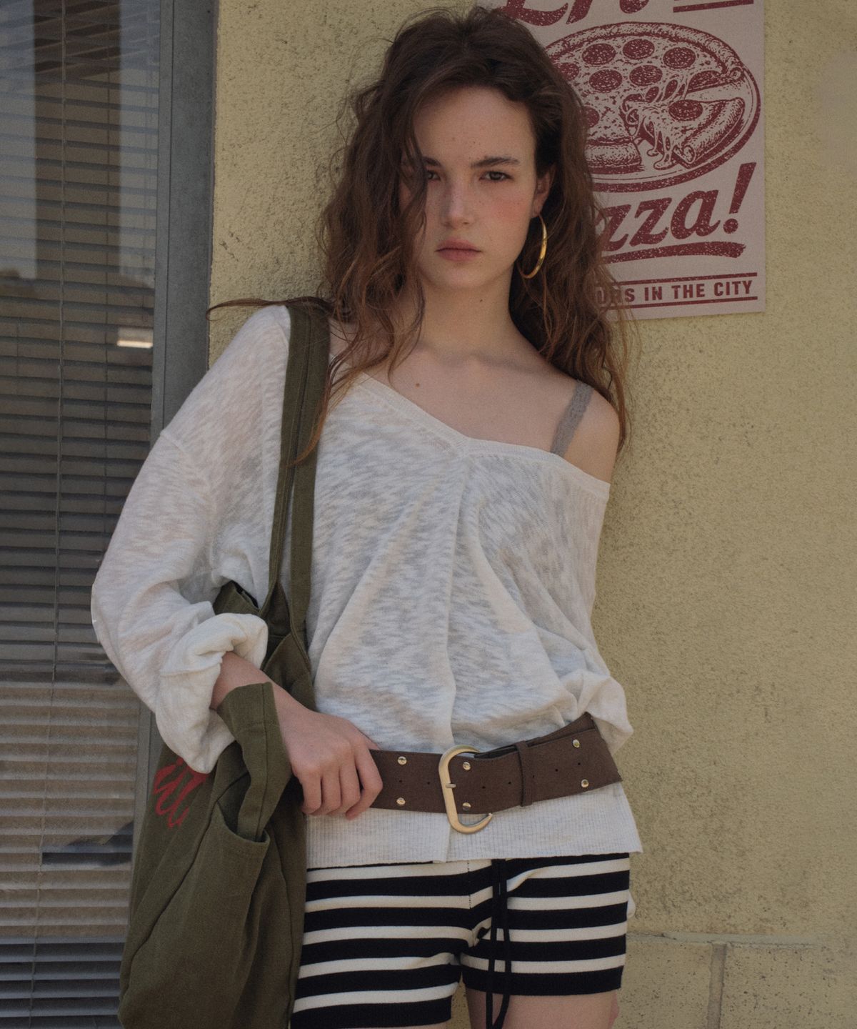씨타(CITTA) Slub Deep V-neck Knit_CTK270(White)
