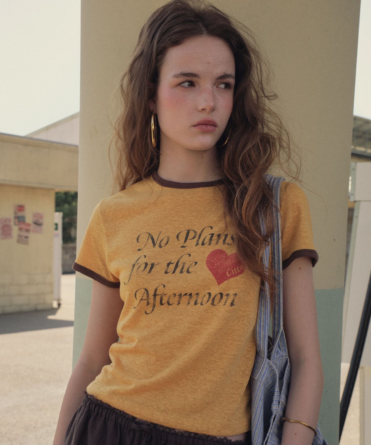 씨타(CITTA) Linen Blend Graphic Ringer T-shirt_CTT3018(Yellow)
